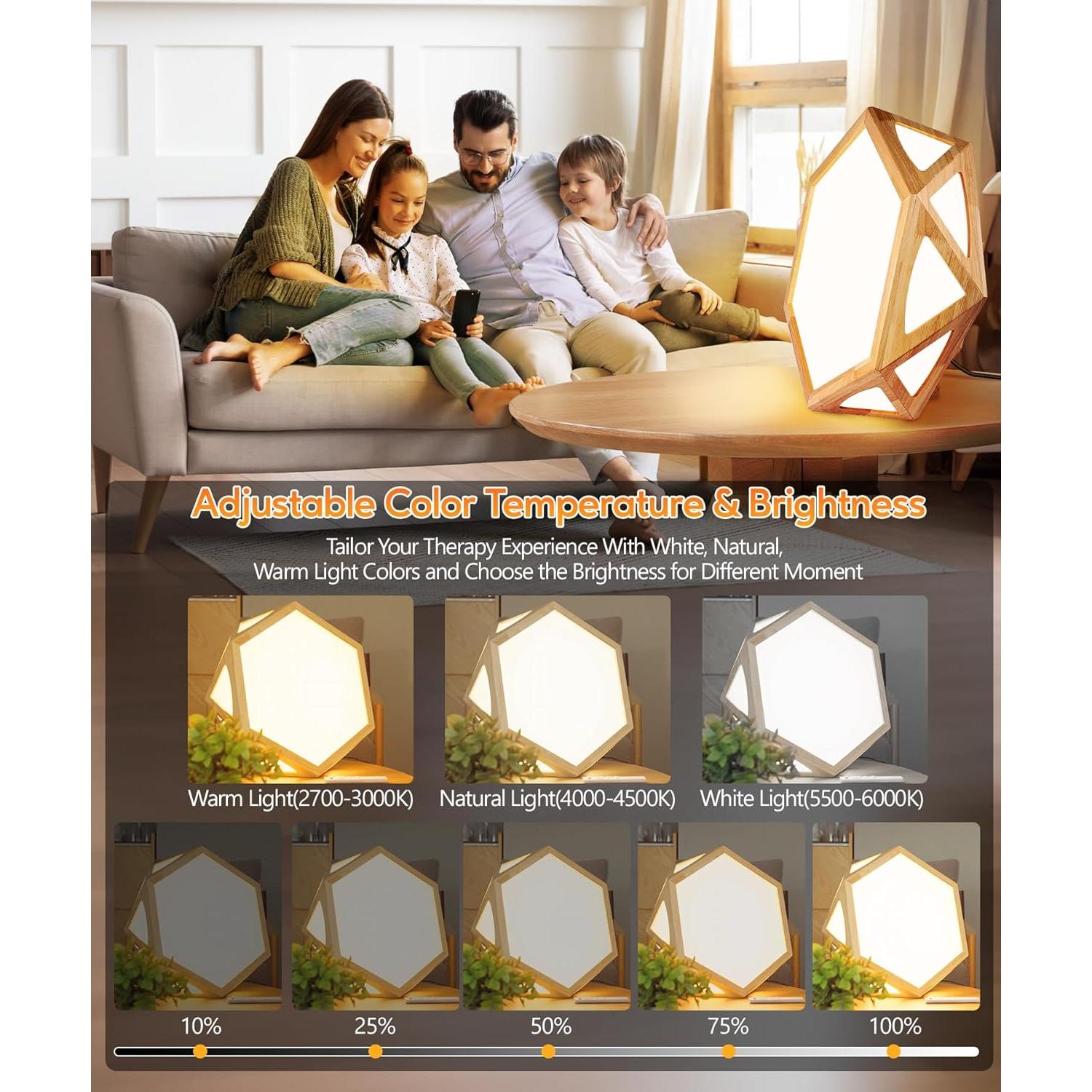 Lámpara de Terapia de Luz HIBOITEC 10000 Lux Sin UV 3 Temperaturas