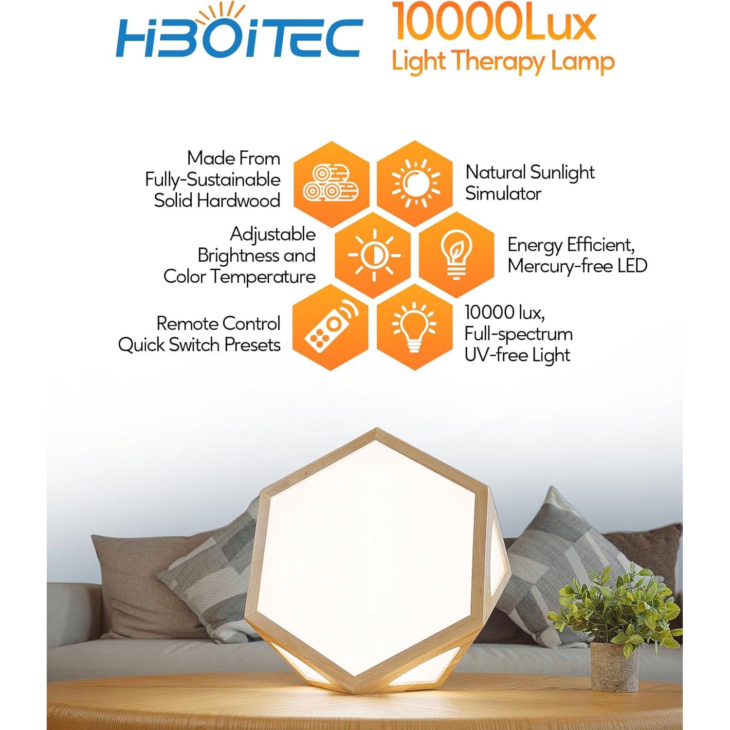 Lámpara de Terapia de Luz HIBOITEC 10000 Lux Sin UV 3 Temperaturas