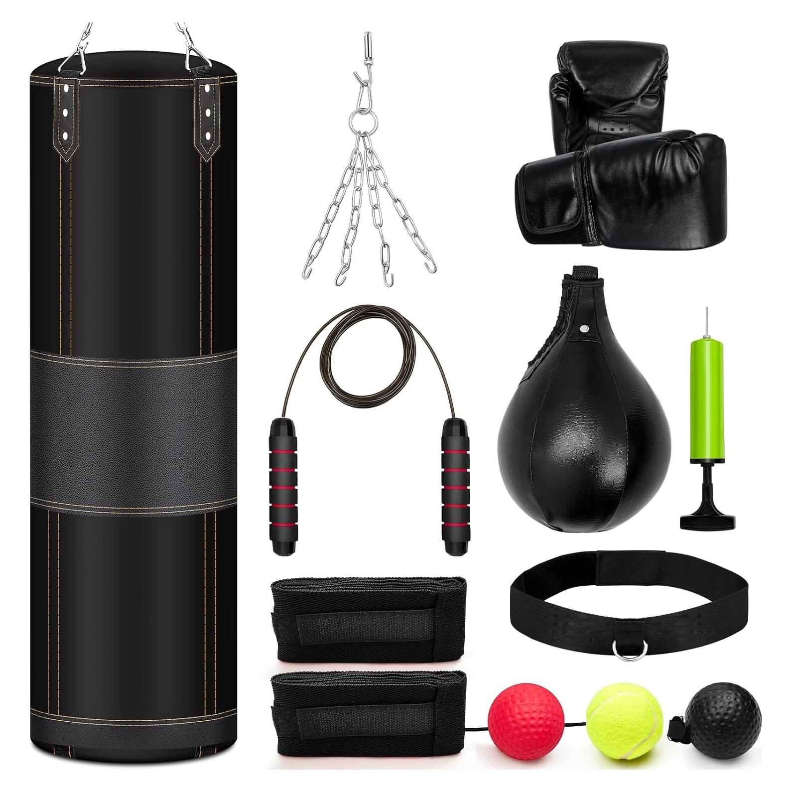 Set de Saco de Boxeo Pesado Hollowfly 121 cm con Accesorios