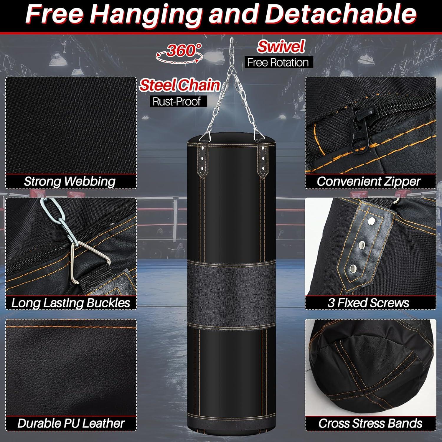 Set de Saco de Boxeo Pesado Hollowfly 121 cm con Accesorios