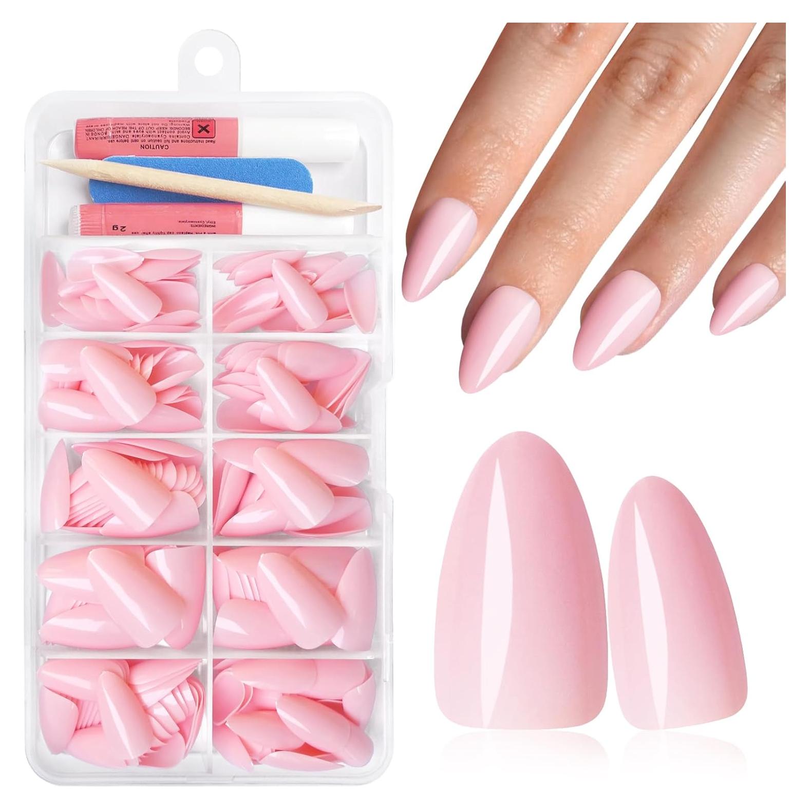 Uñas Postizas Almendra Rosa Medianas AddFavor 240pcs