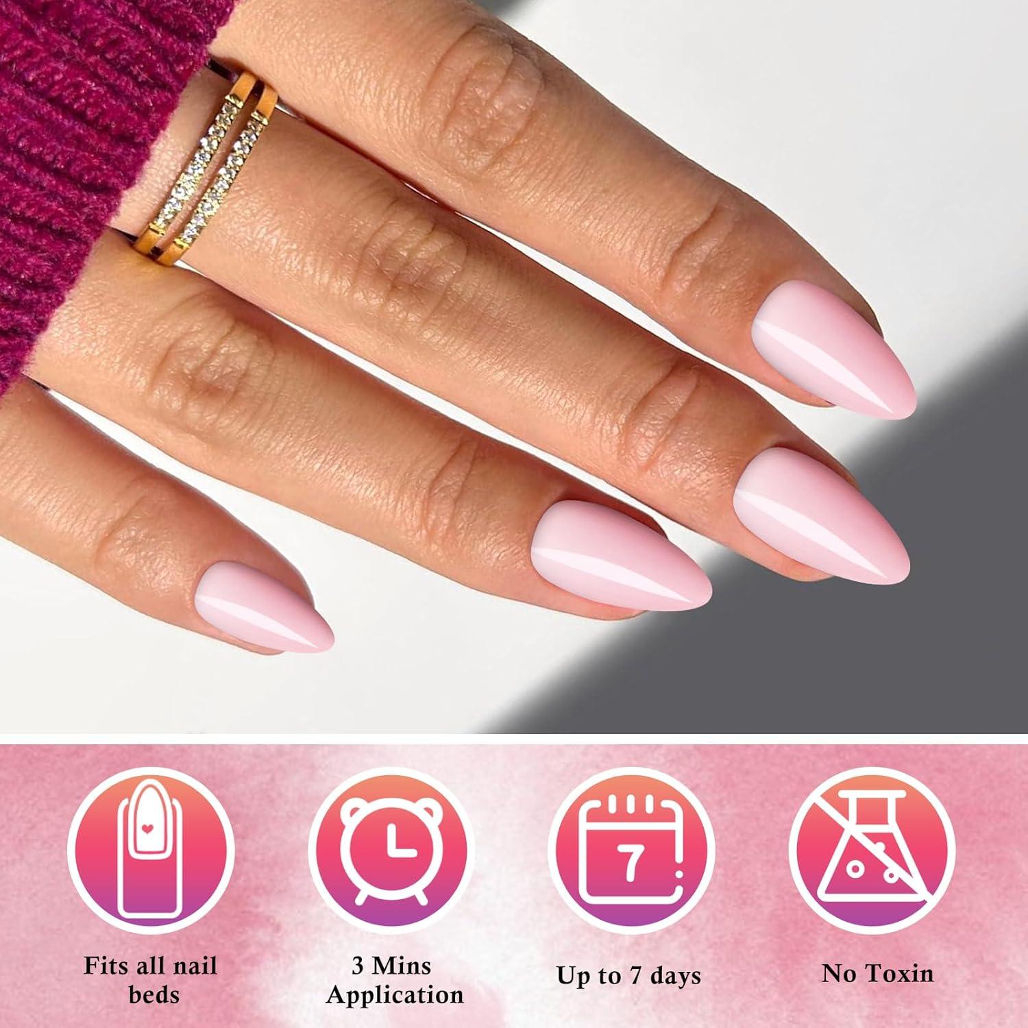 Uñas Postizas Almendra Rosa Medianas AddFavor 240pcs