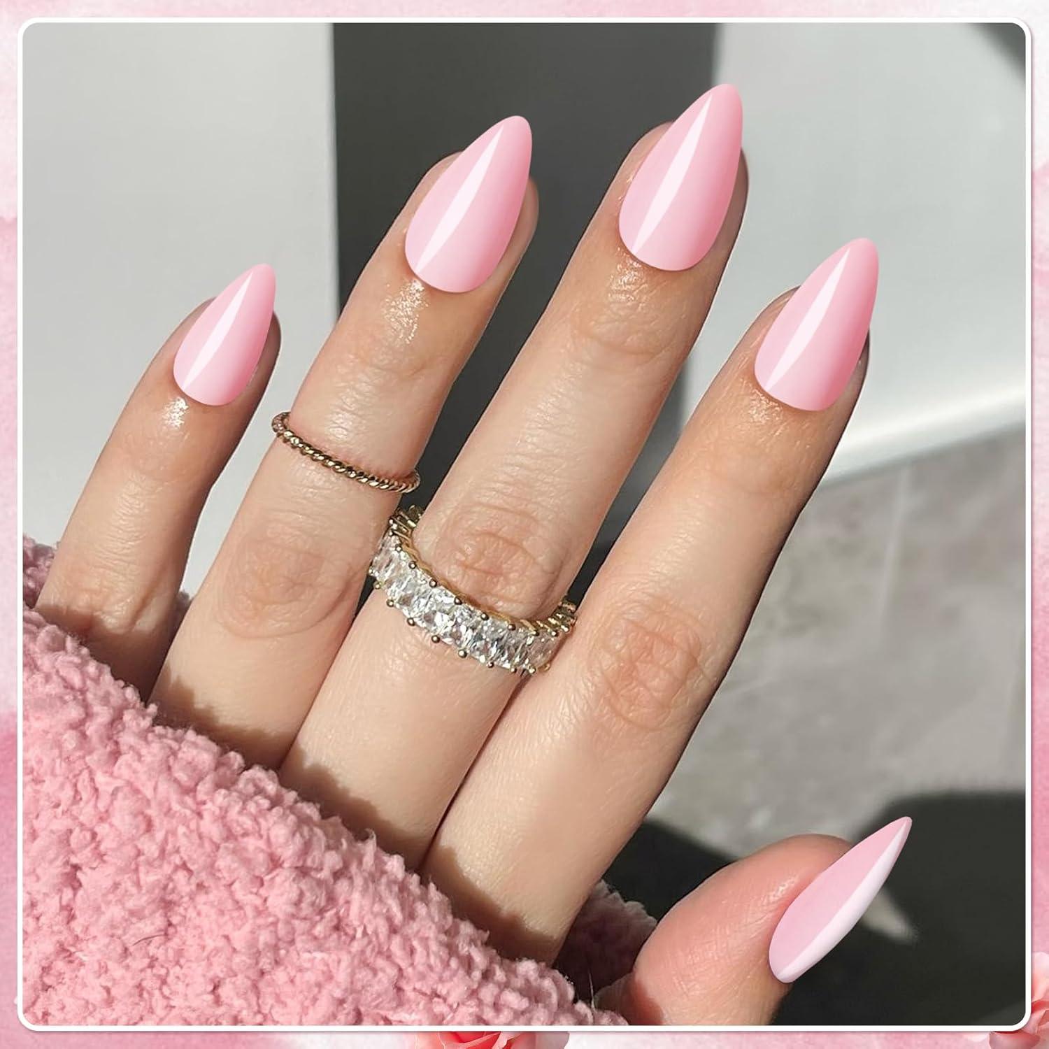 Uñas Postizas Almendra Rosa Medianas AddFavor 240pcs