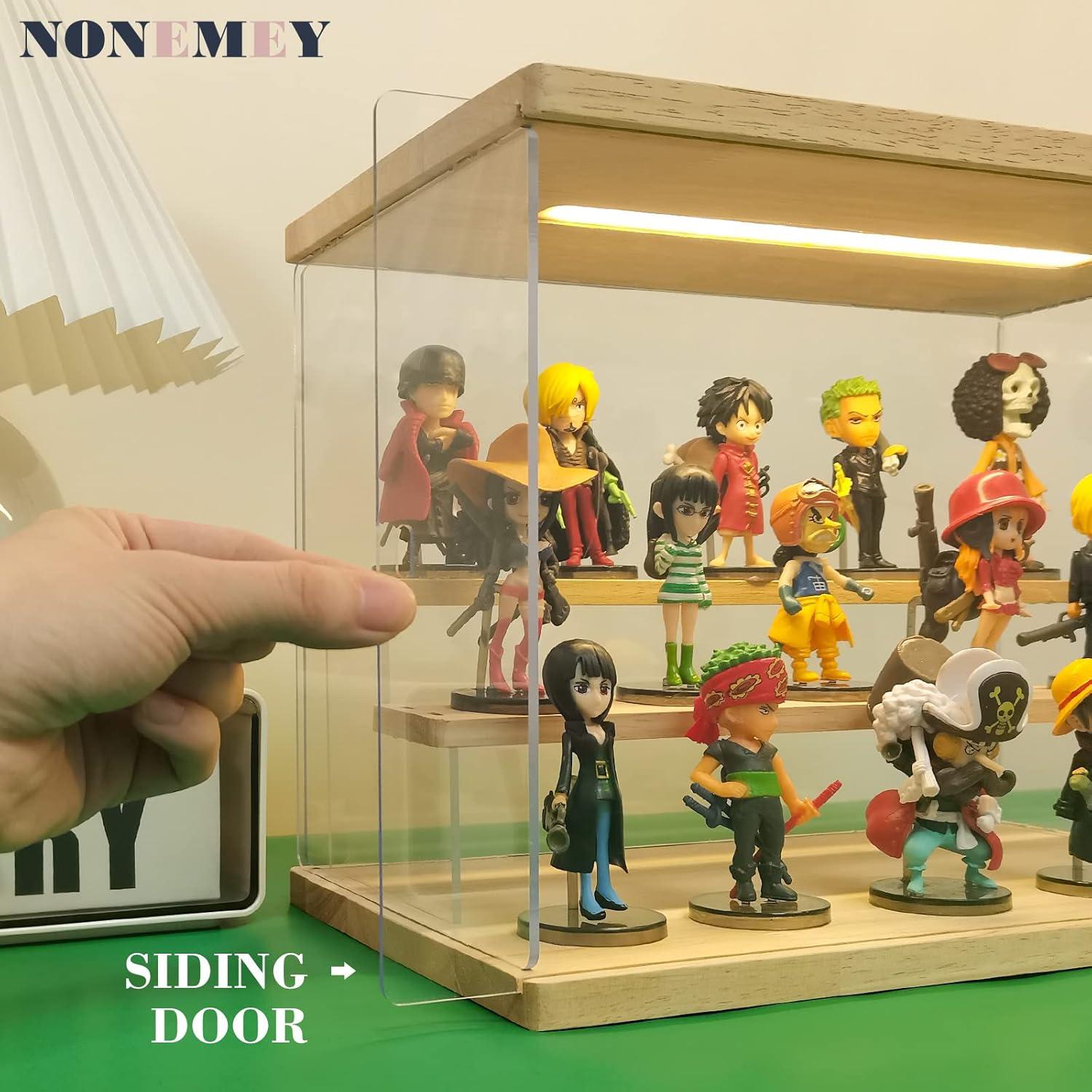 Estante de Exhibición Acrílico Transparente NONEMEY 3 Niveles 31.5x17.8x22.9 cm con Luz LED