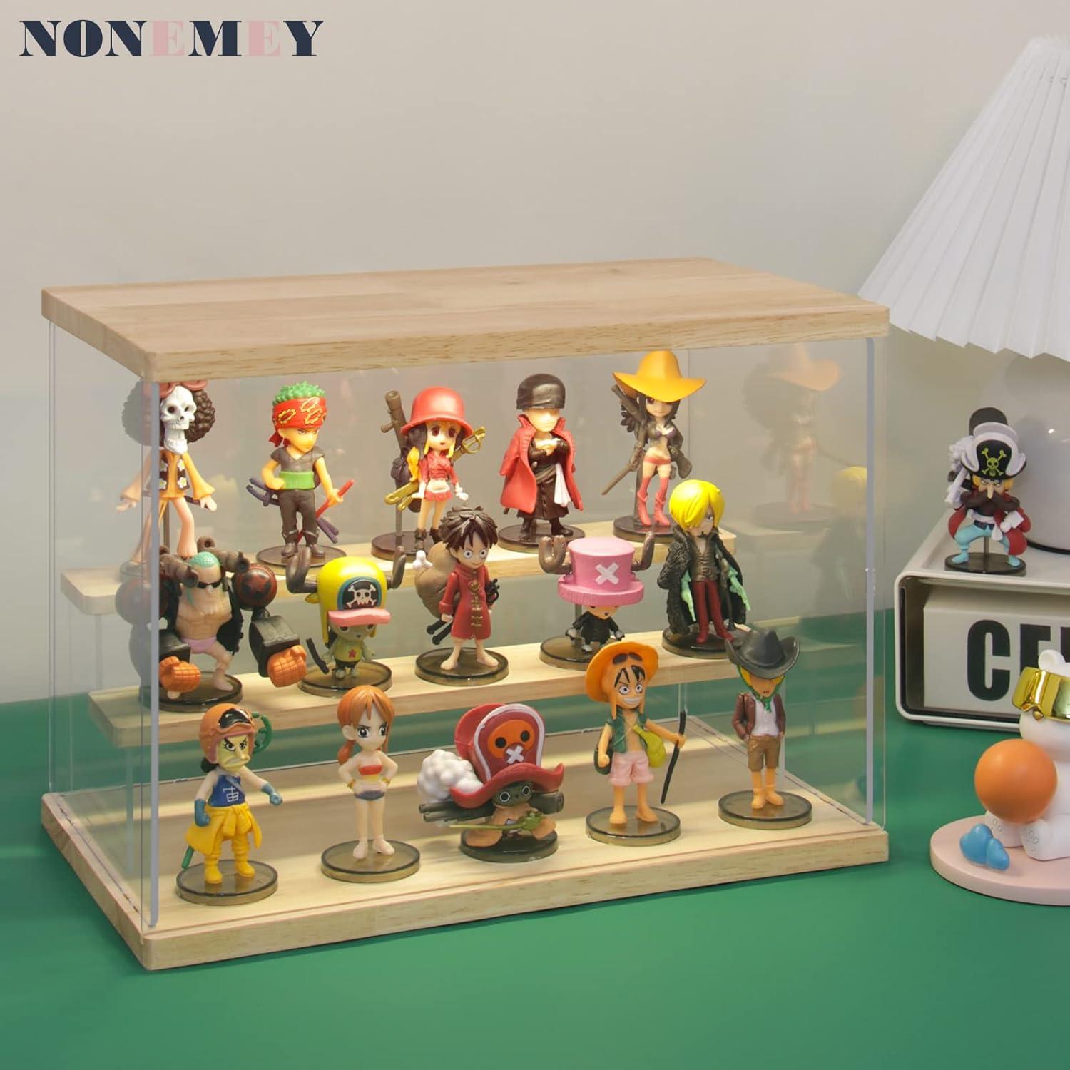 Estante de Exhibición Acrílico Transparente NONEMEY 3 Niveles 31.5x17.8x22.9 cm con Luz LED