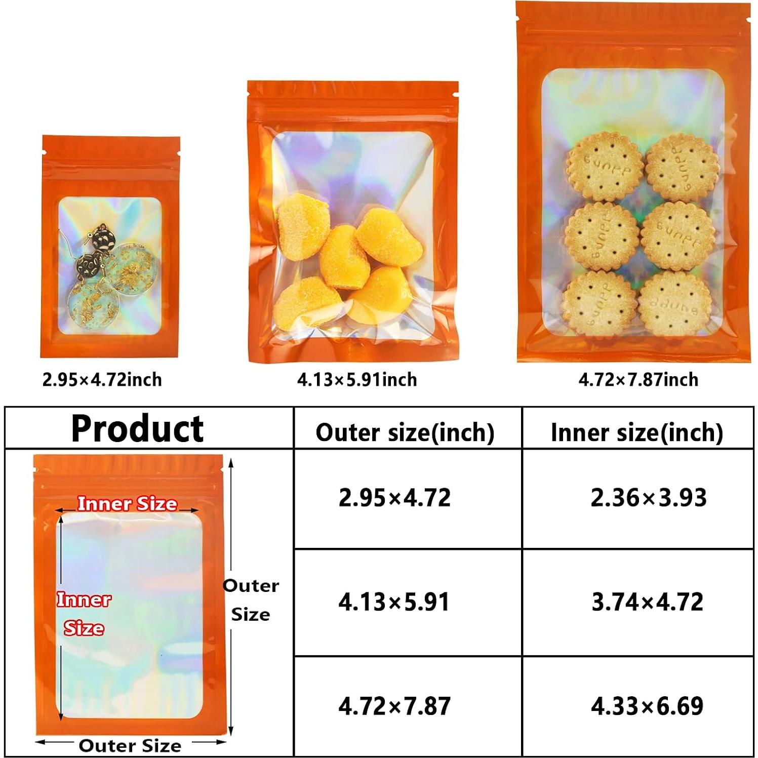 YOTOZU 100 Bolsas Holográficas Reutilizables 7.6x11.9 cm