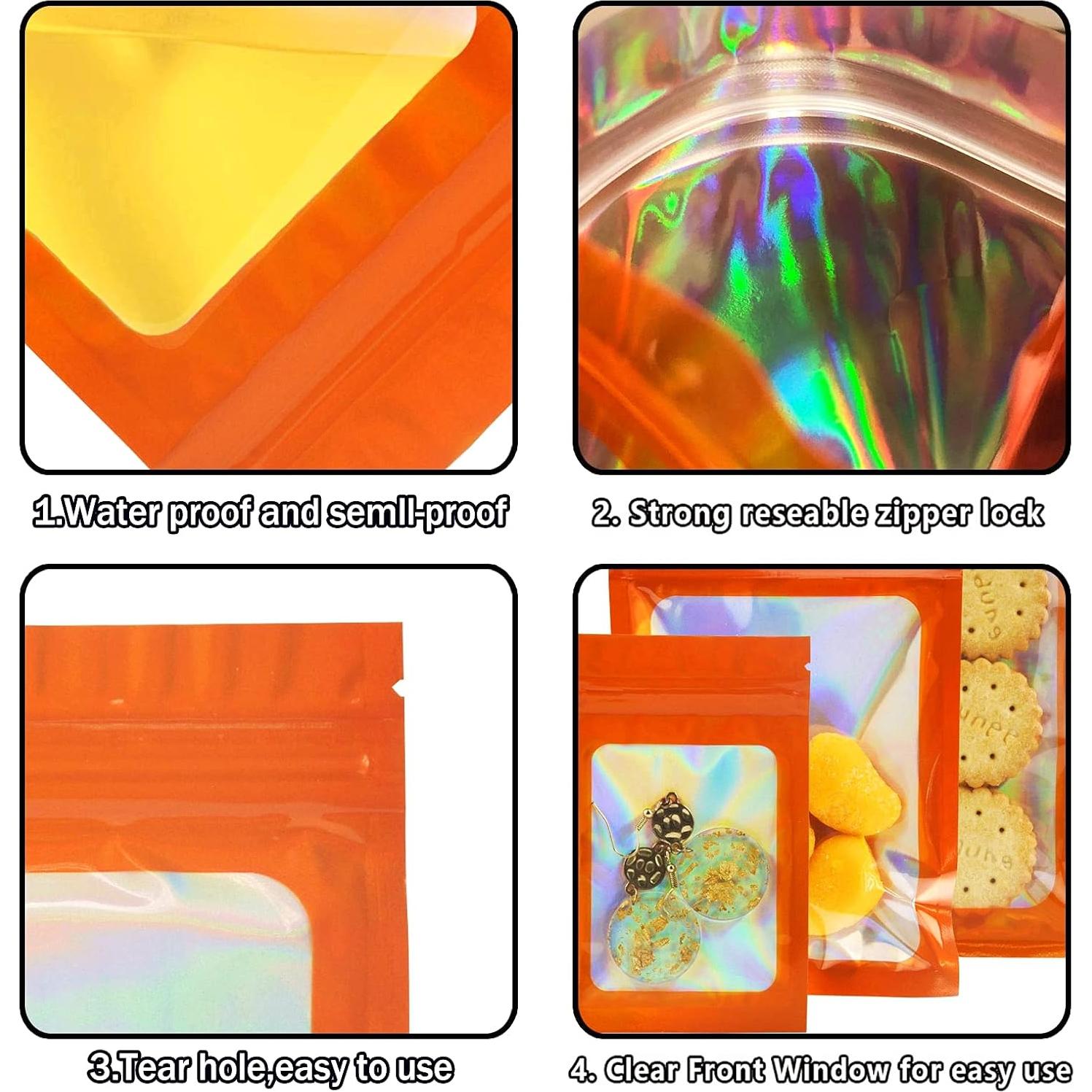 YOTOZU 100 Bolsas Holográficas Reutilizables 7.6x11.9 cm