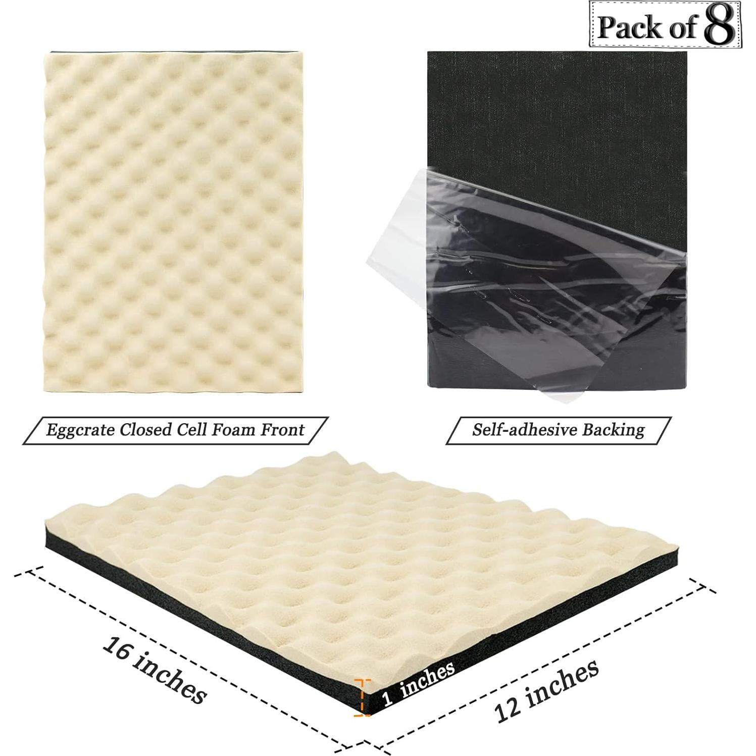 Aislamiento Acústico BXI Espuma Celdas Cerradas 8 Piezas 40x30x2.54cm Beige