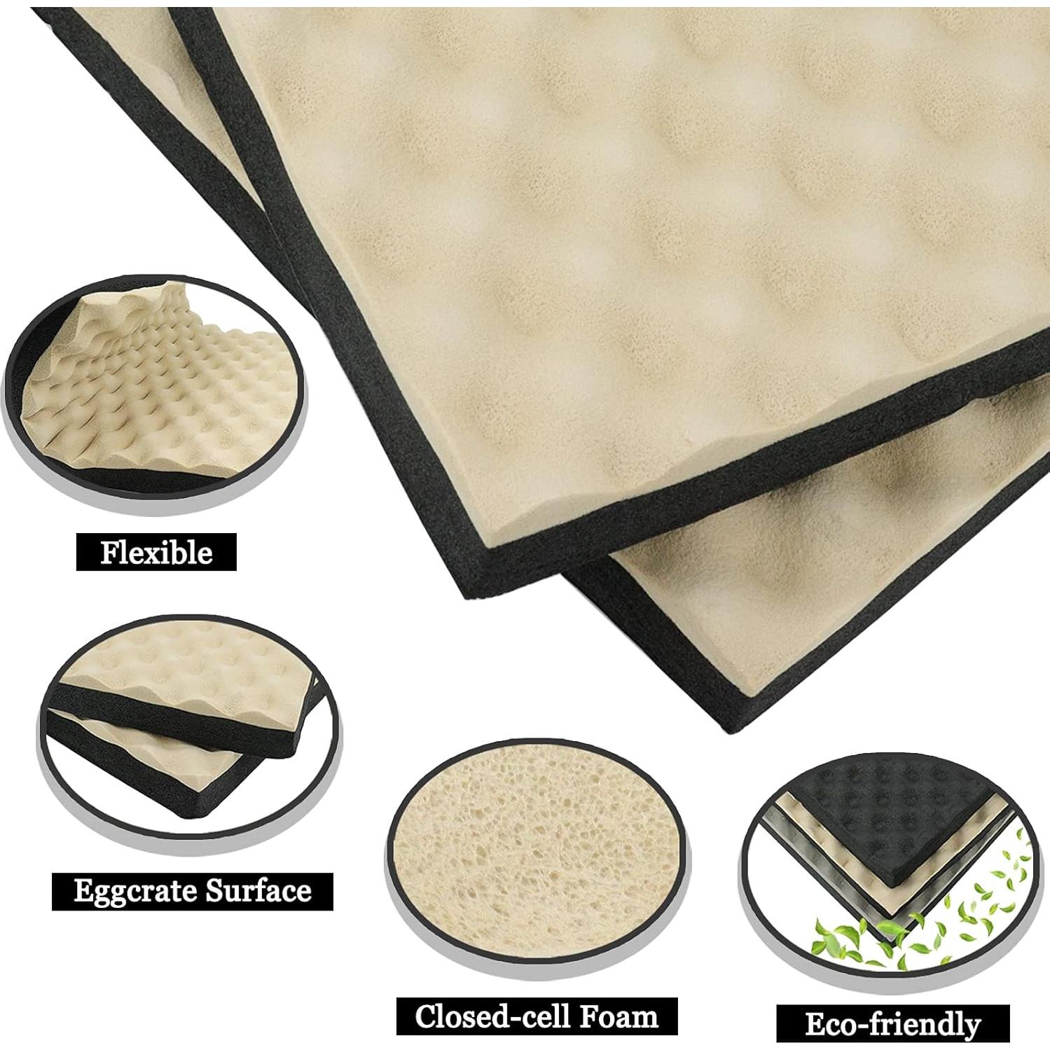 Aislamiento Acústico BXI Espuma Celdas Cerradas 8 Piezas 40x30x2.54cm Beige