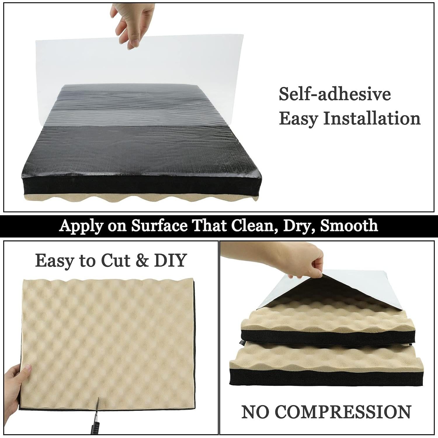 Aislamiento Acústico BXI Espuma Celdas Cerradas 8 Piezas 40x30x2.54cm Beige