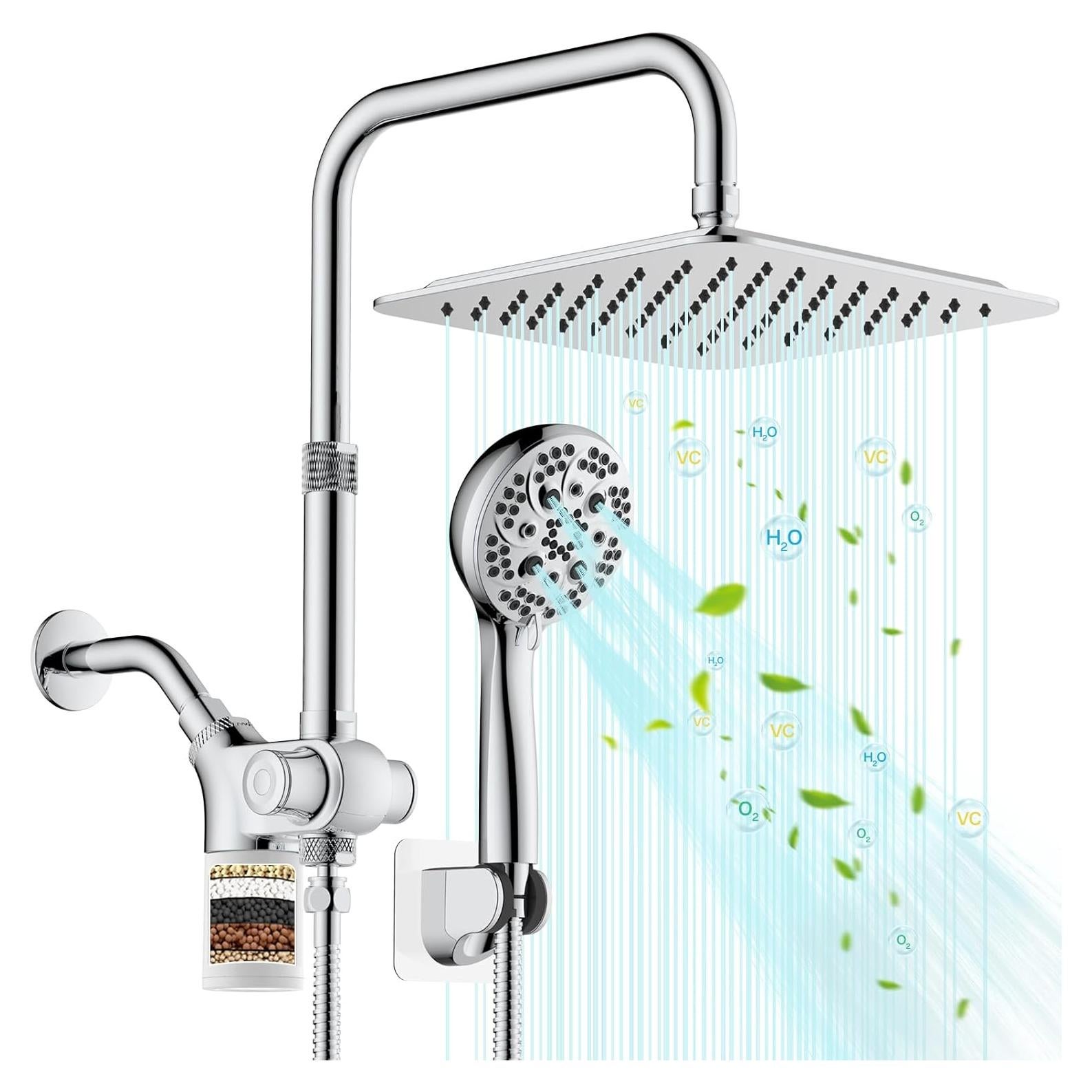 Cabezal de Ducha Filtrado VXV 10" Doble con Manguera 180 cm