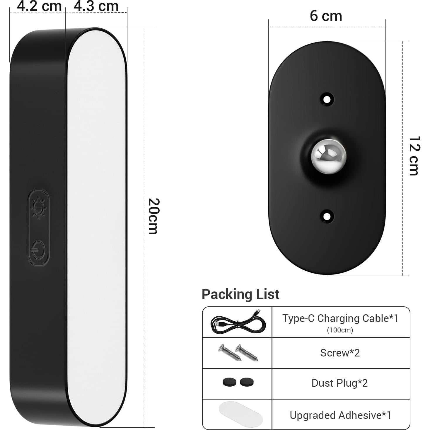 Aplique de Pared Inalámbrico Hensam LED Recargable 5 Colores