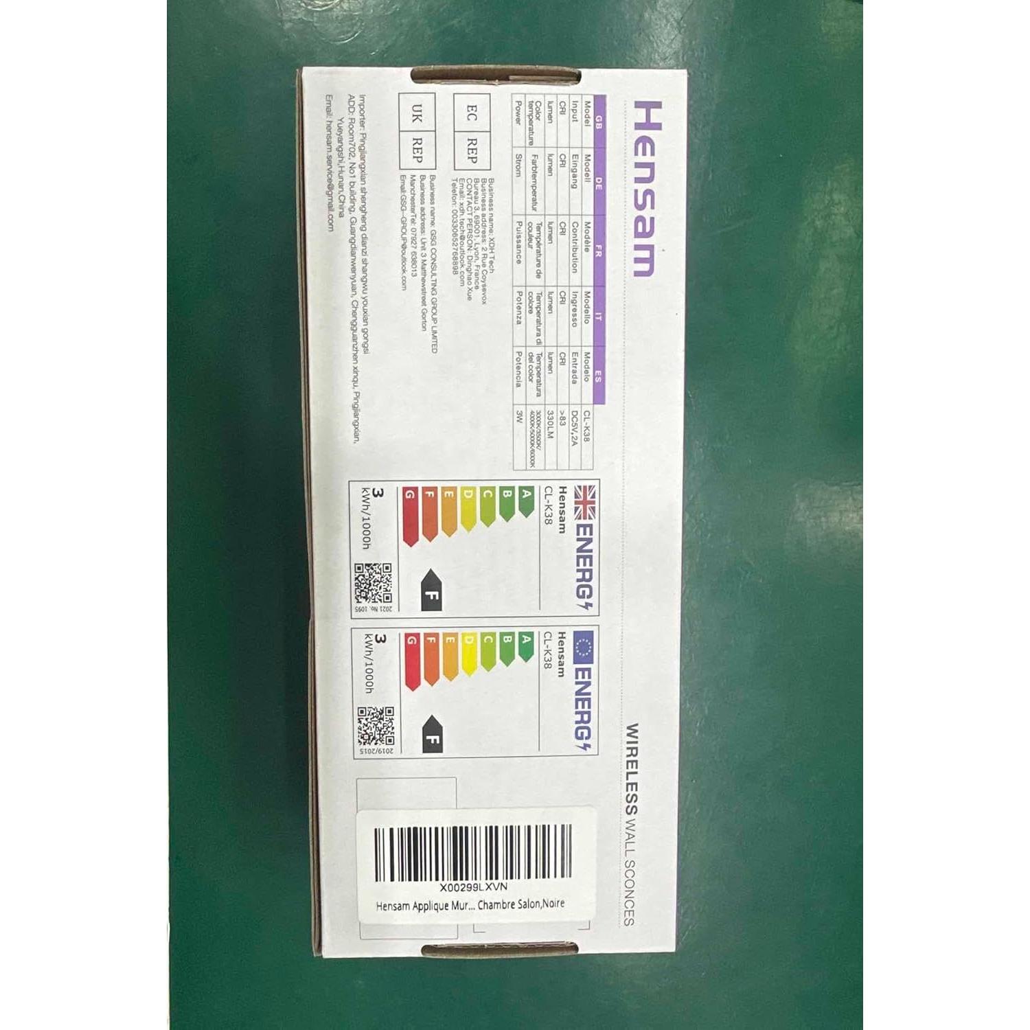 Aplique de Pared Inalámbrico Hensam LED Recargable 5 Colores