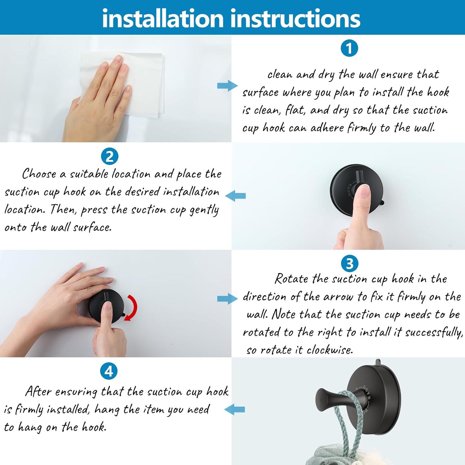 Ganchos de Ventosa DGYB para Ducha - Acero Inoxidable, 2 Pcs