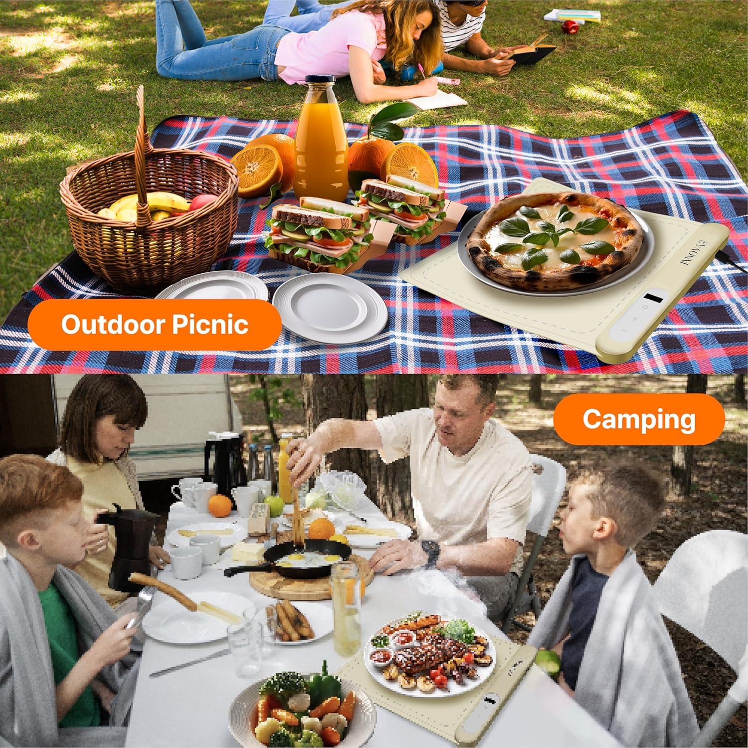 Bandeja Calentadora Eléctrica Innova8 500W 6 Temperaturas Beige