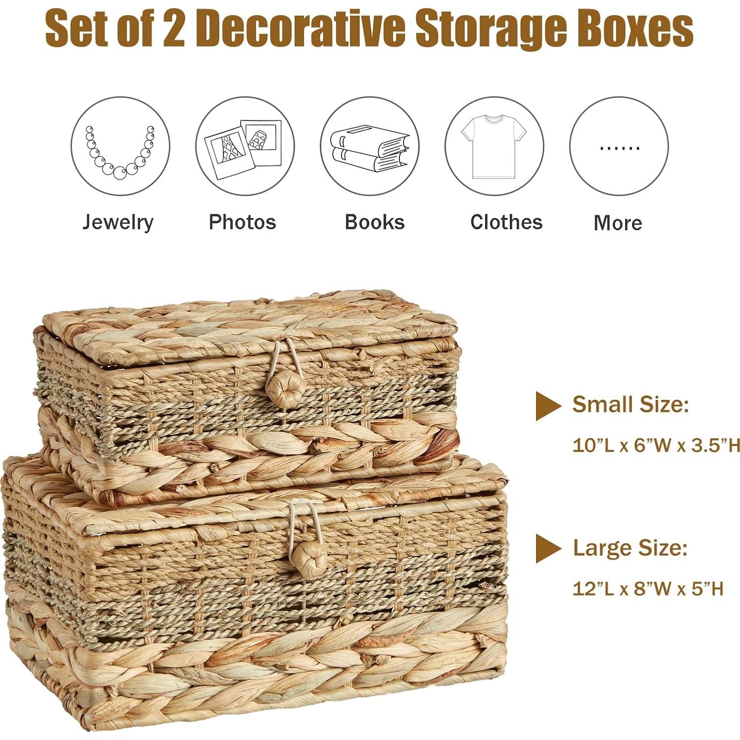 Conjunto 2 Cestas de Almacenamiento Mimbre VinneGenzz Natural