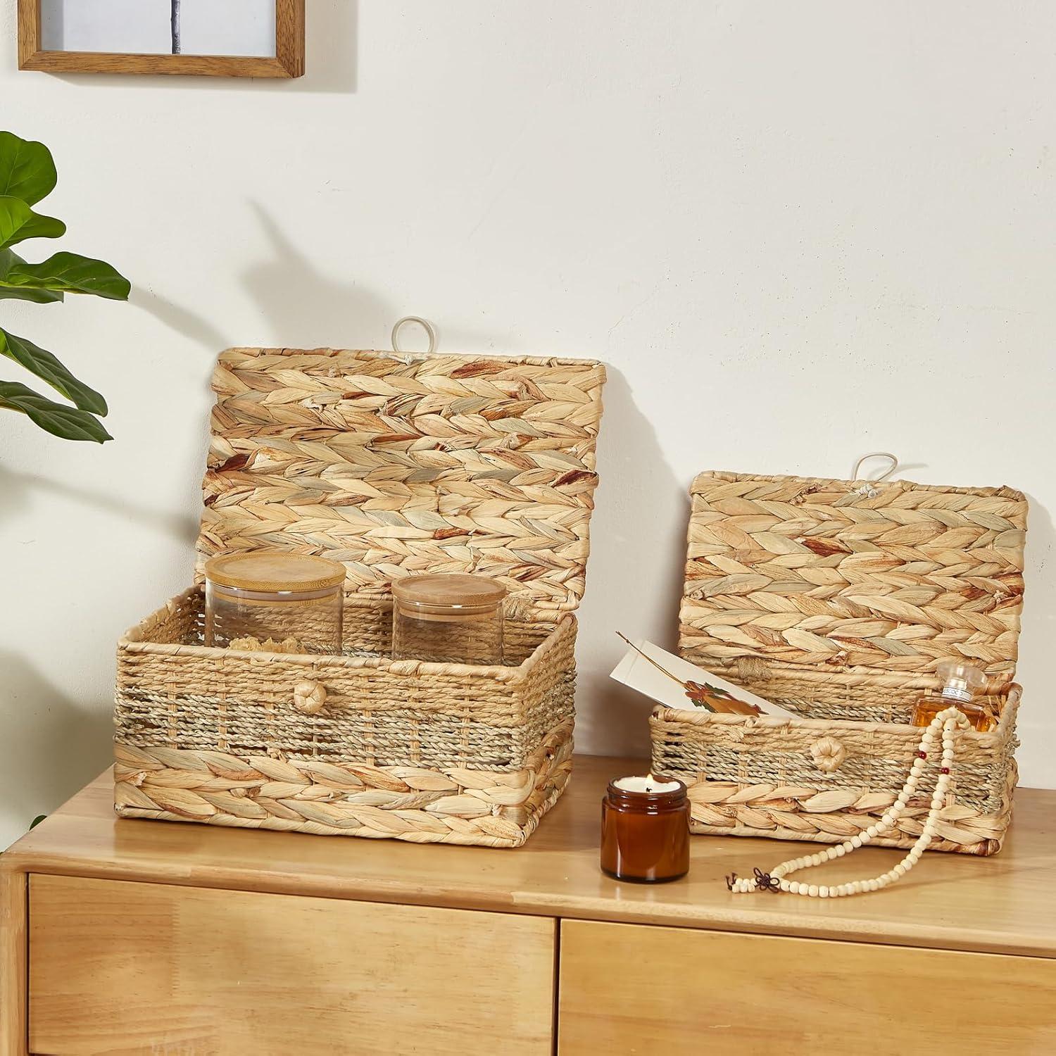 Conjunto 2 Cestas de Almacenamiento Mimbre VinneGenzz Natural