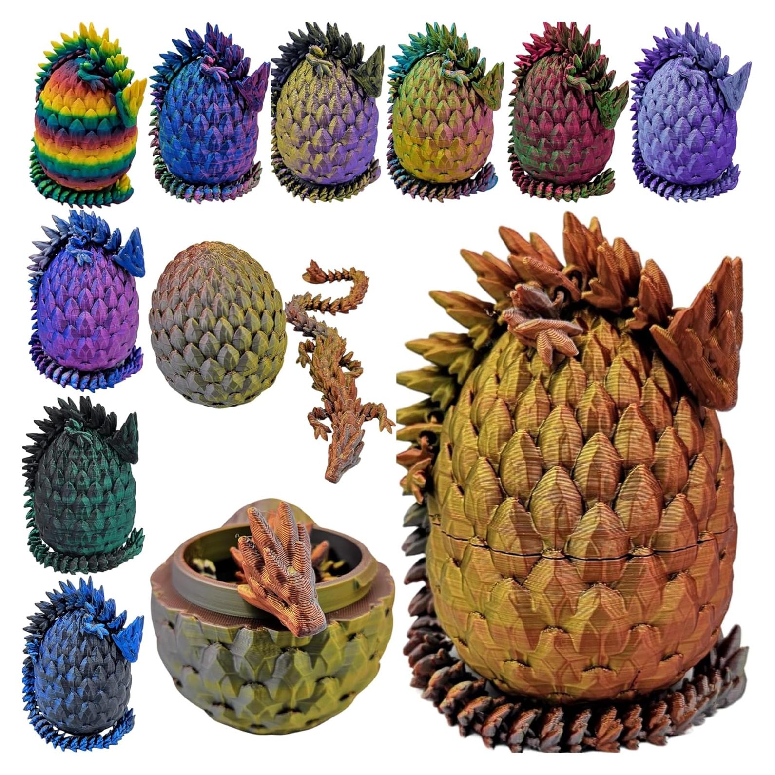 Huevo de Dragón Sorpresa 3D - Dragones Articulados Oro Plata