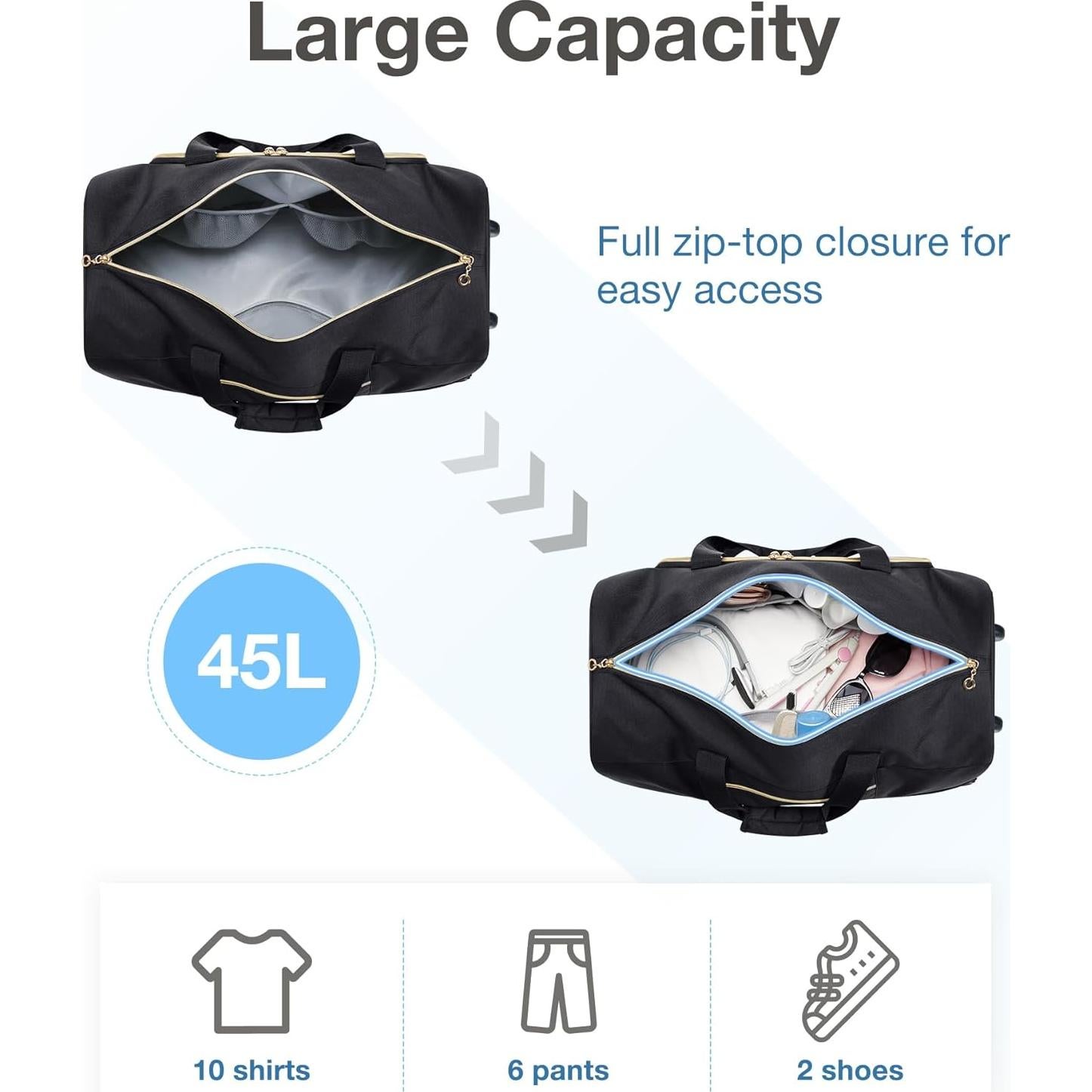 Bolsa de Viaje Rodante BAGSMART 45L con Compartimento para Zapatos