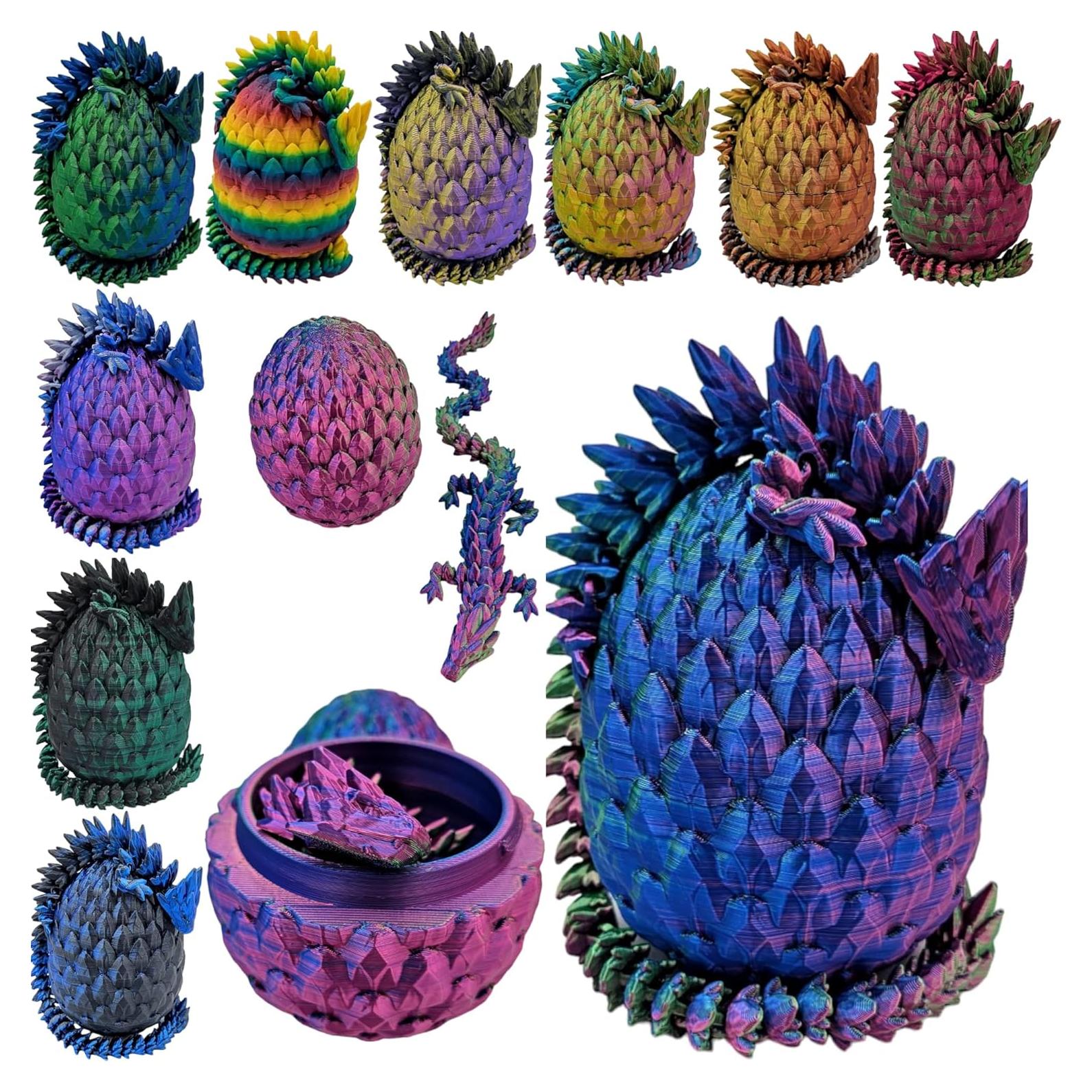 Huevo de Dragón Sorpresa 3D - Dragón Articulado Azul Verde