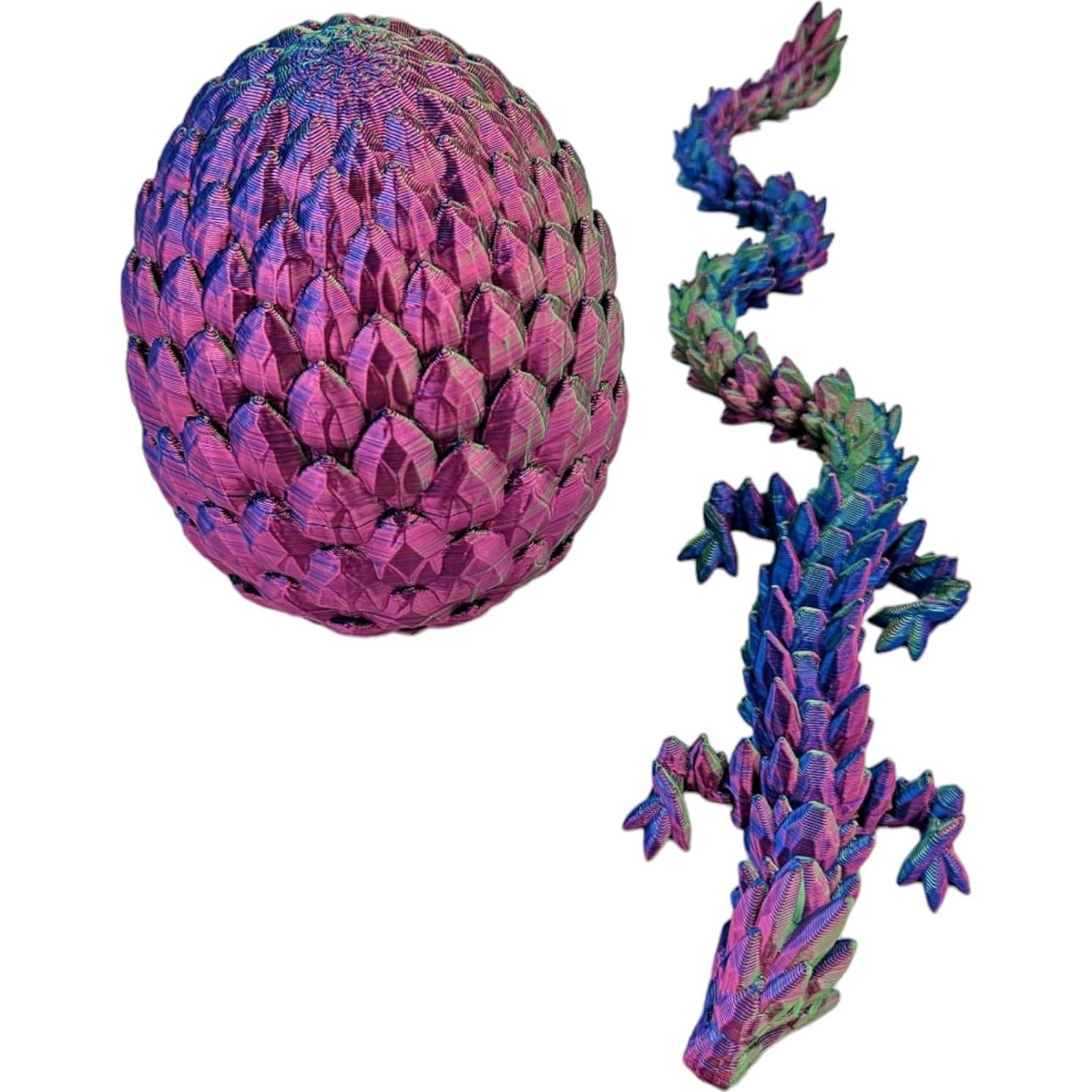 Huevo de Dragón Sorpresa 3D - Dragón Articulado Azul Verde