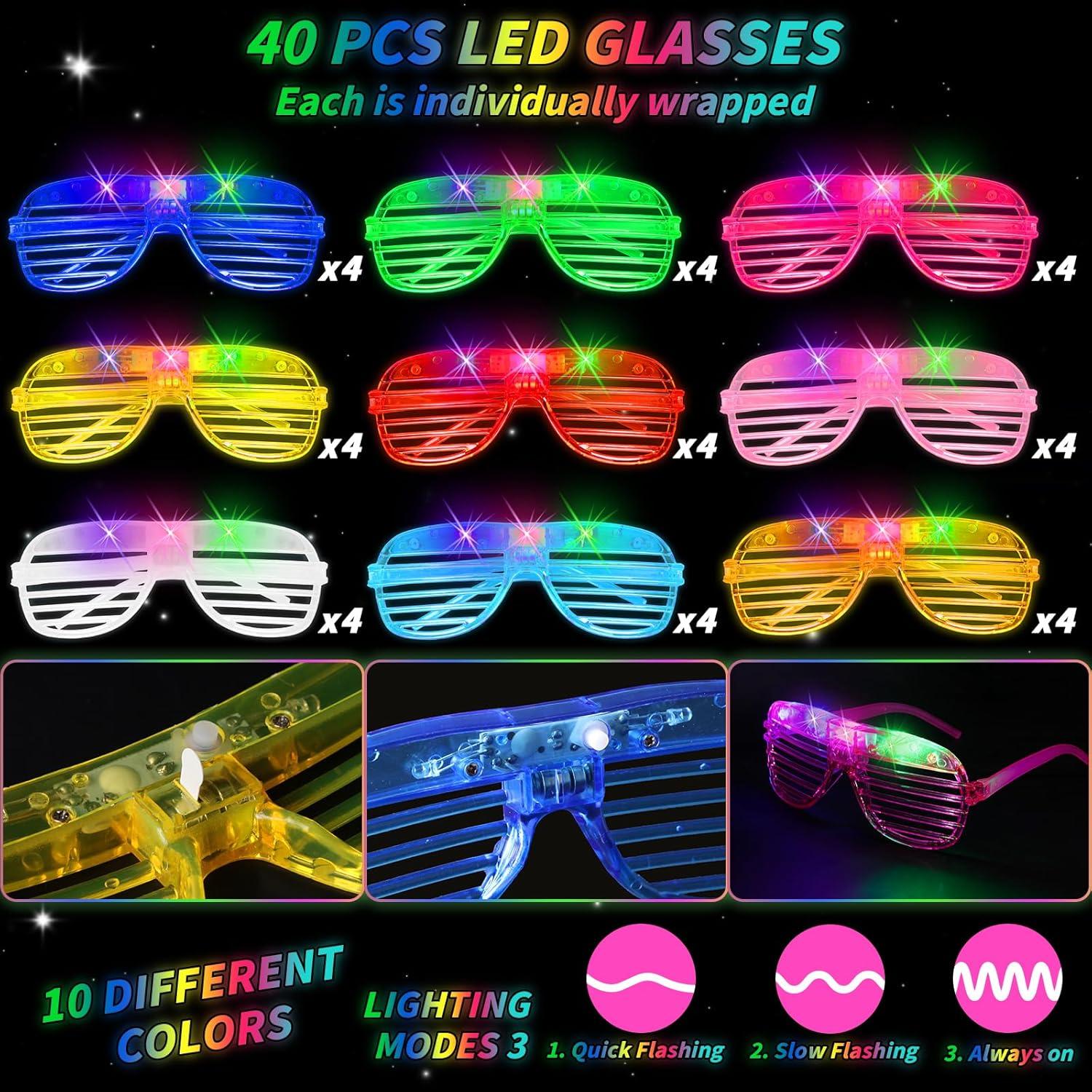 76 Piezas Tubos Brillantes y Gafas LED Oleitodh - Juguetes de Fiesta