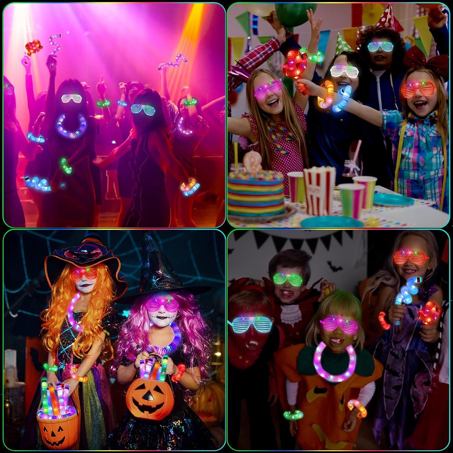 76 Piezas Tubos Brillantes y Gafas LED Oleitodh - Juguetes de Fiesta
