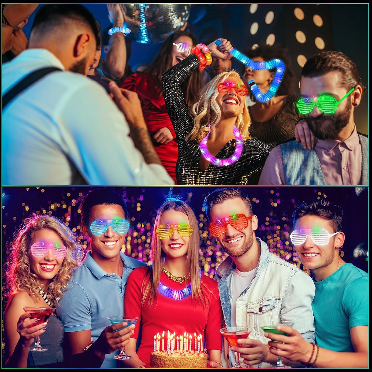 76 Piezas Tubos Brillantes y Gafas LED Oleitodh - Juguetes de Fiesta
