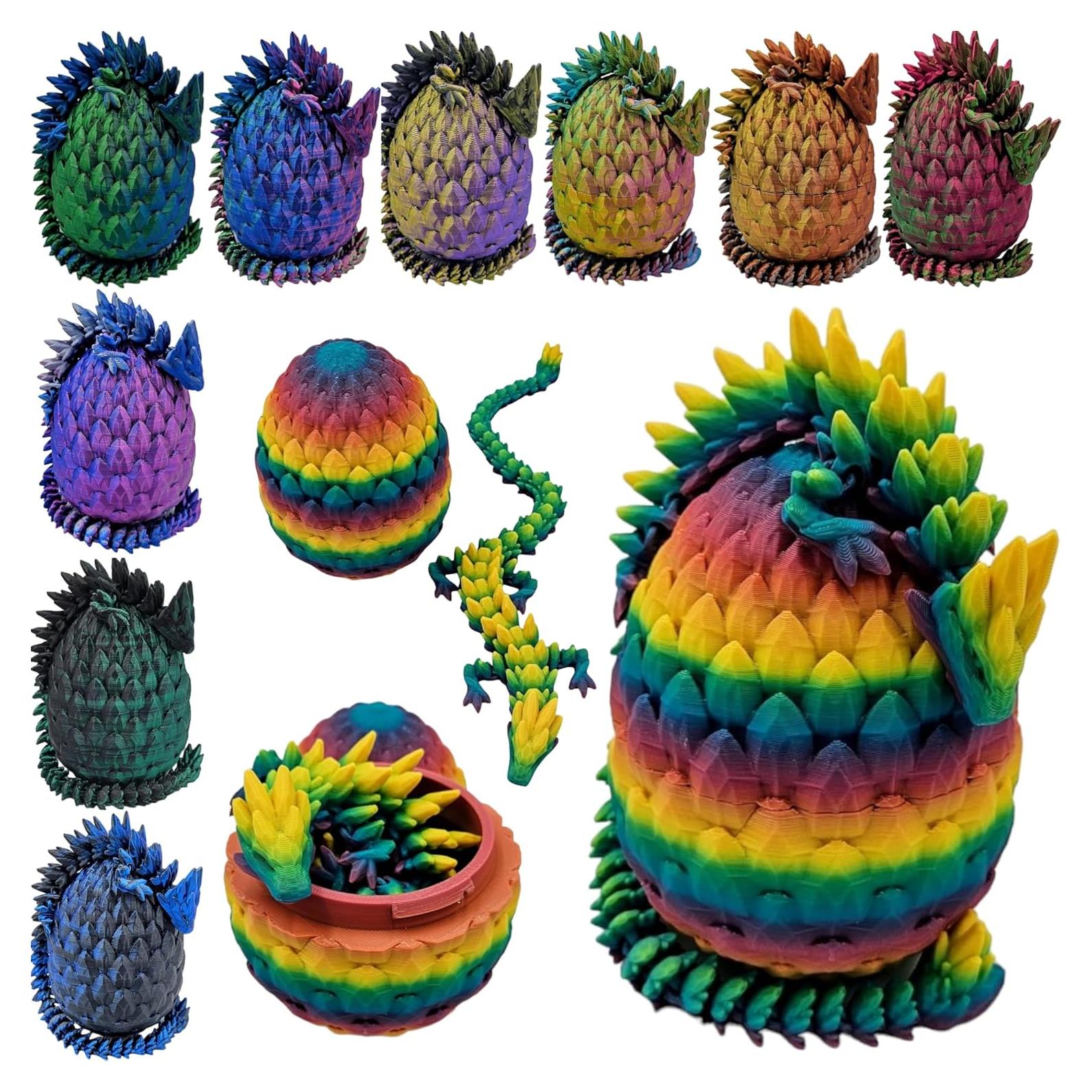 Huevo de Dragón Articulado 3D - Dragón de Gema Arcoíris