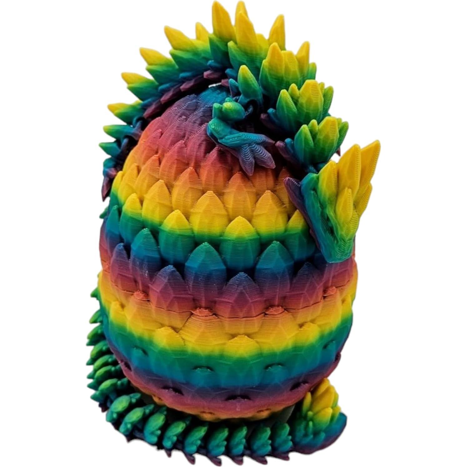 Huevo de Dragón Articulado 3D - Dragón de Gema Arcoíris