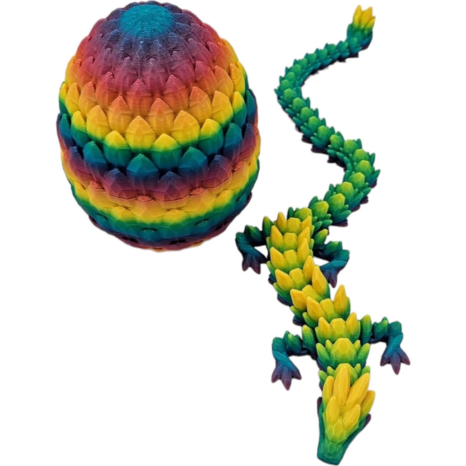 Huevo de Dragón Articulado 3D - Dragón de Gema Arcoíris
