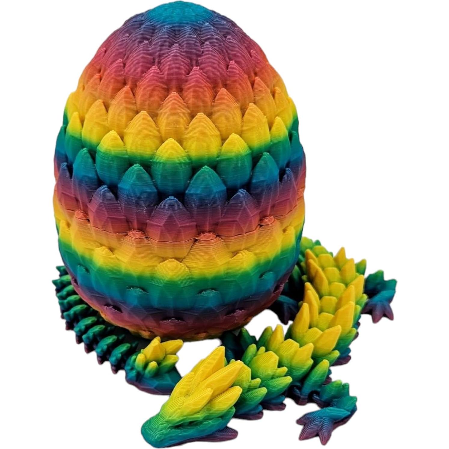 Huevo de Dragón Articulado 3D - Dragón de Gema Arcoíris