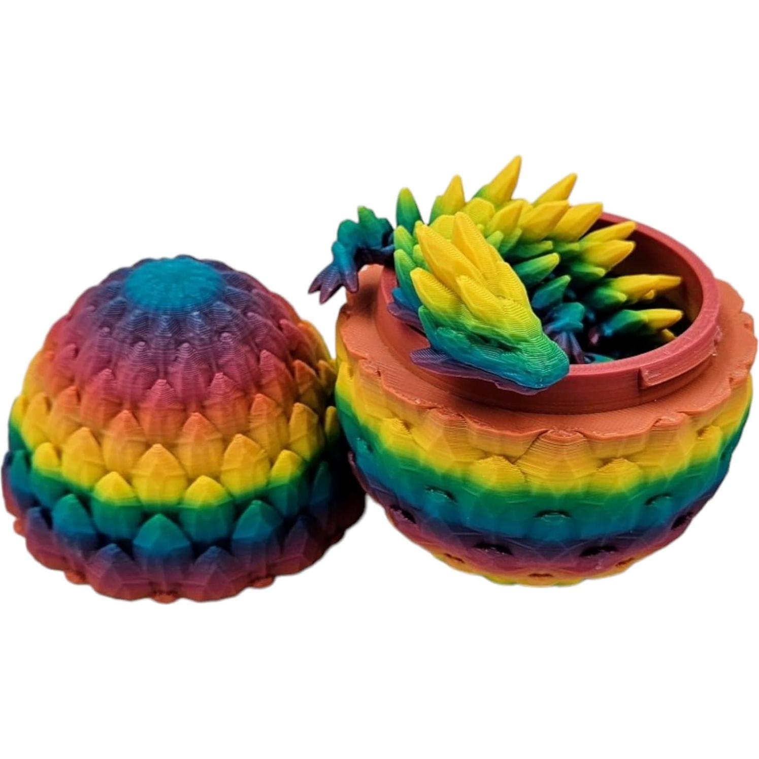 Huevo de Dragón Articulado 3D - Dragón de Gema Arcoíris