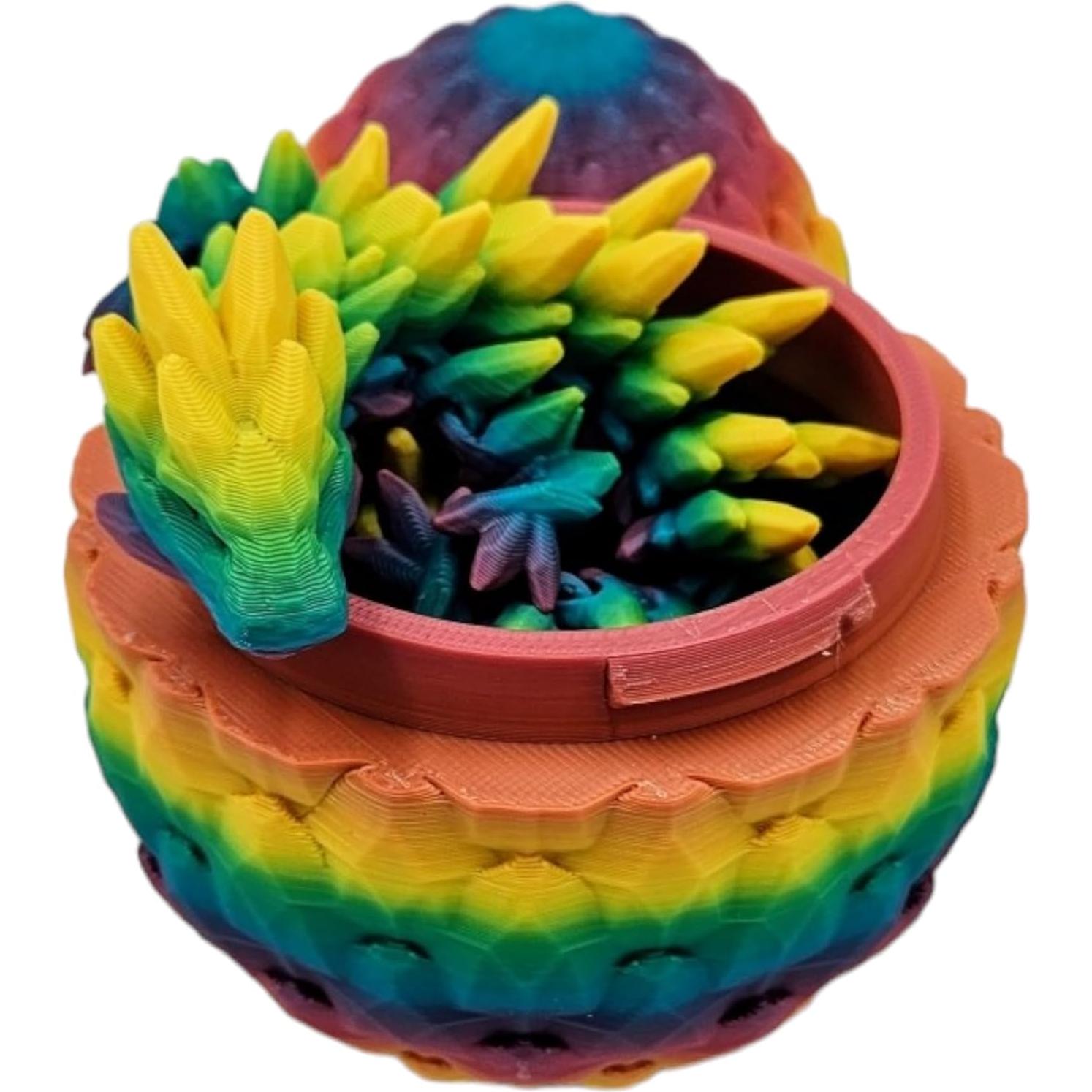 Huevo de Dragón Articulado 3D - Dragón de Gema Arcoíris