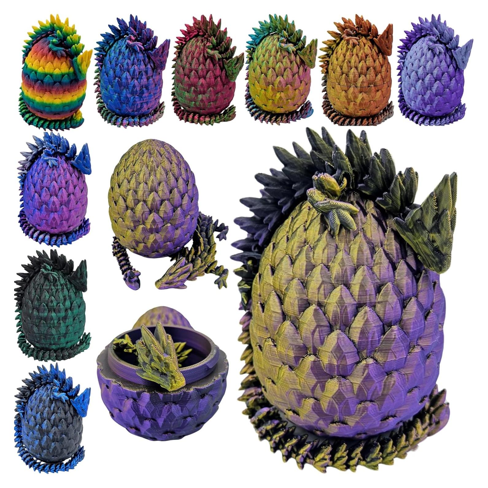 Huevo de Dragón 3D Articulado 10 cm Oro Púrpura Negro