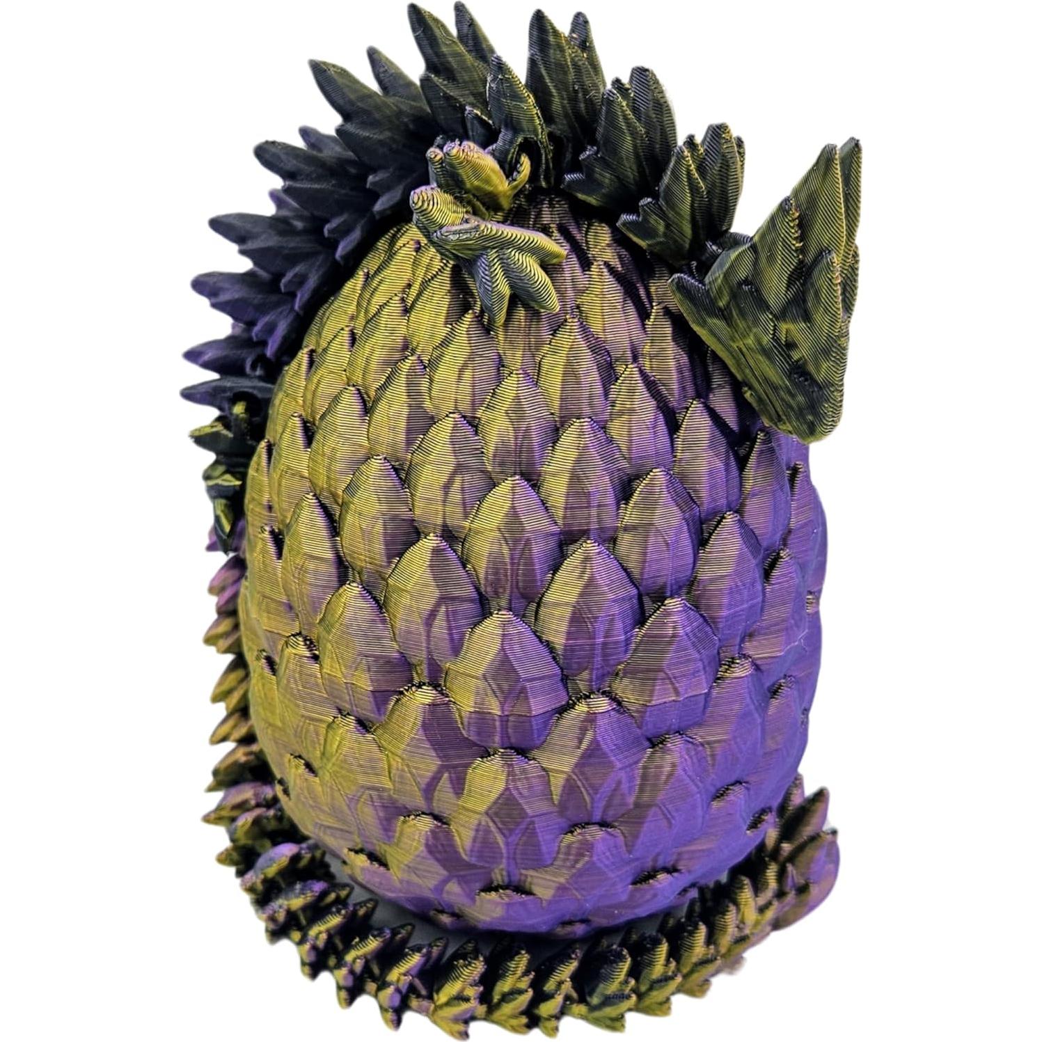 Huevo de Dragón 3D Articulado 10 cm Oro Púrpura Negro