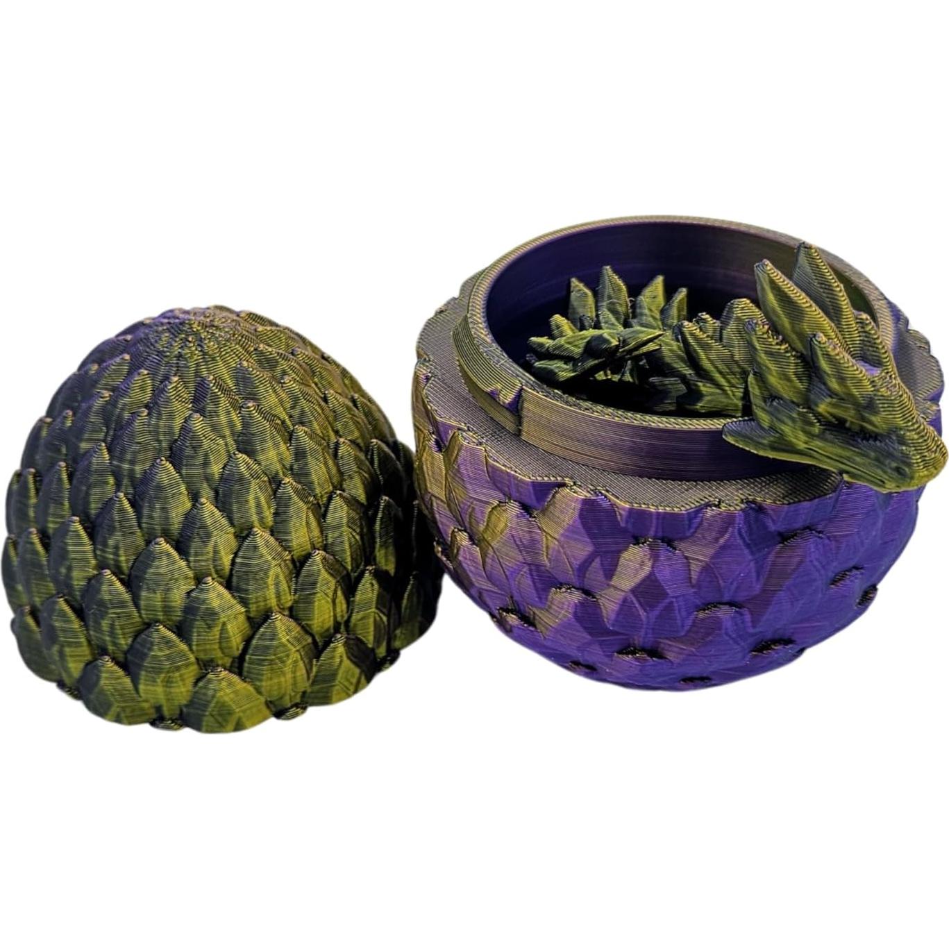 Huevo de Dragón 3D Articulado 10 cm Oro Púrpura Negro