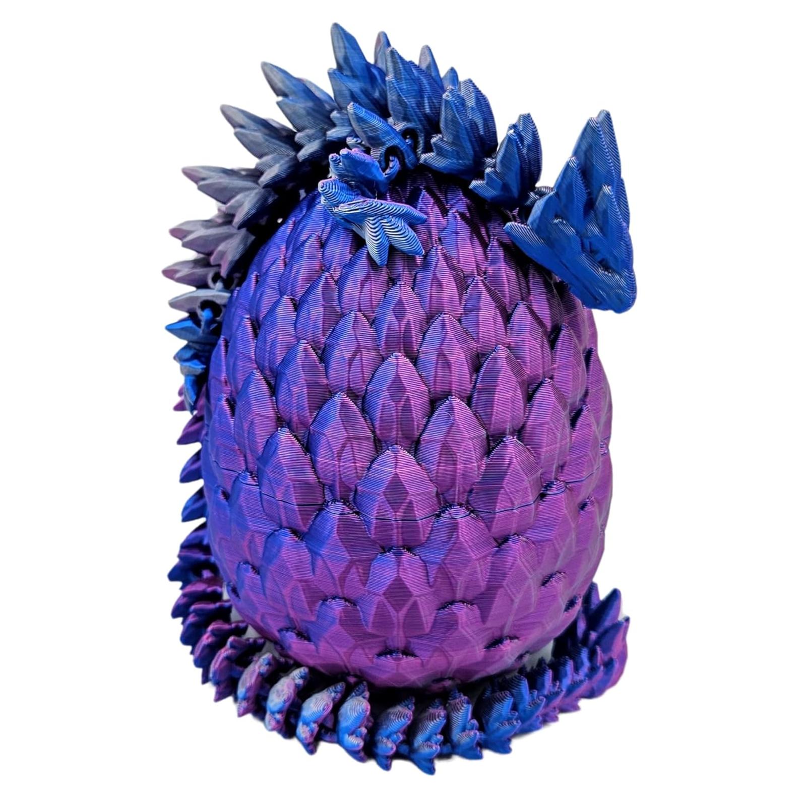Huevo de Dragón 3D Articulado 10 cm - Rosa Azul Plata