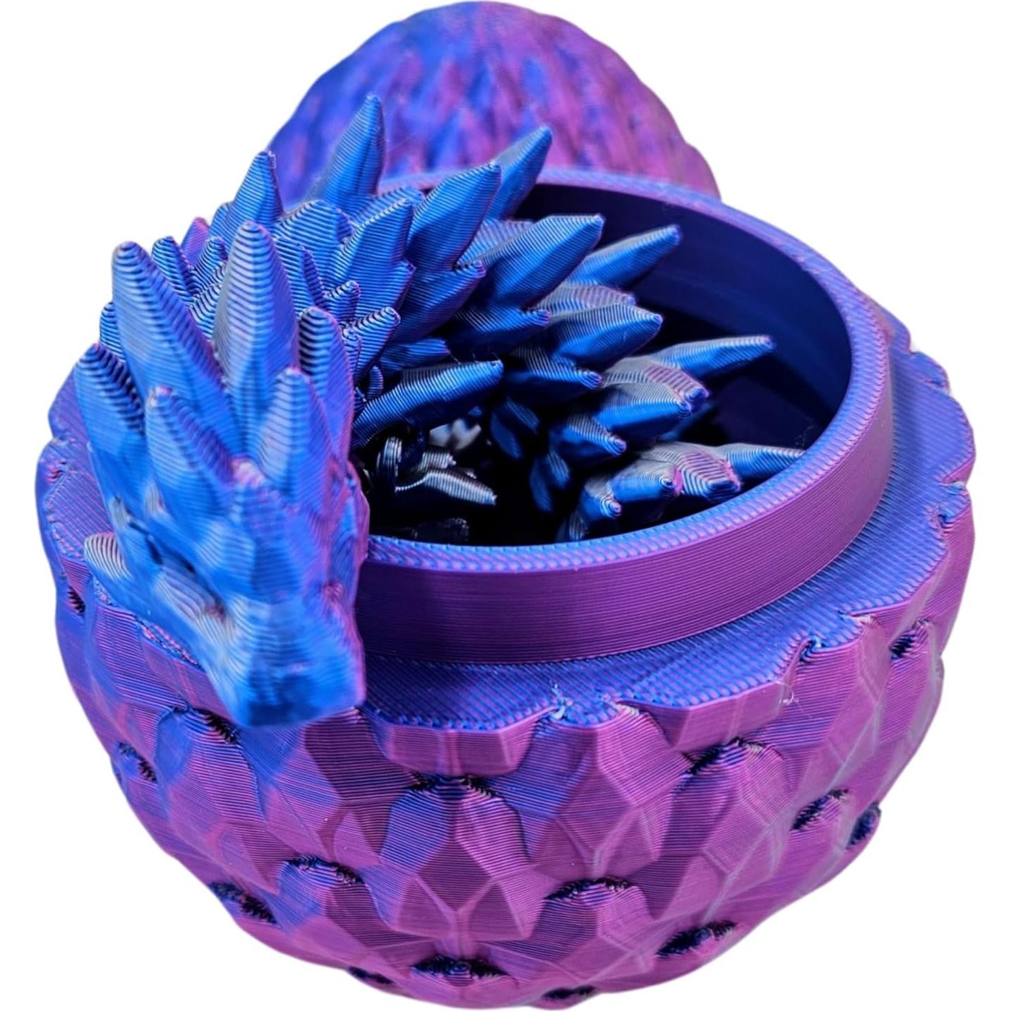 Huevo de Dragón 3D Articulado 10 cm - Rosa Azul Plata