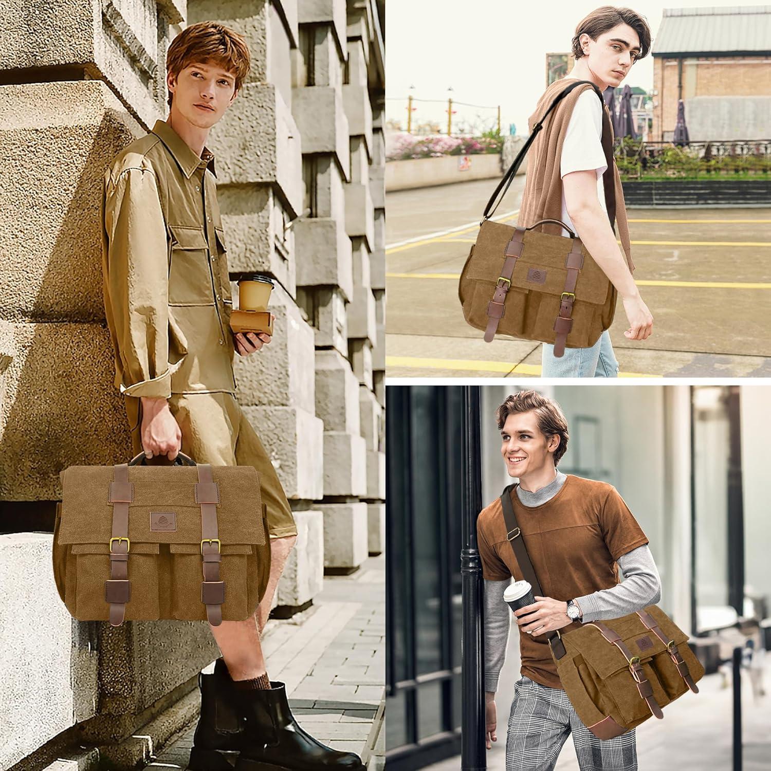 Bolsa Mensajera Densata para Laptop 13-14" Marrón Resistente