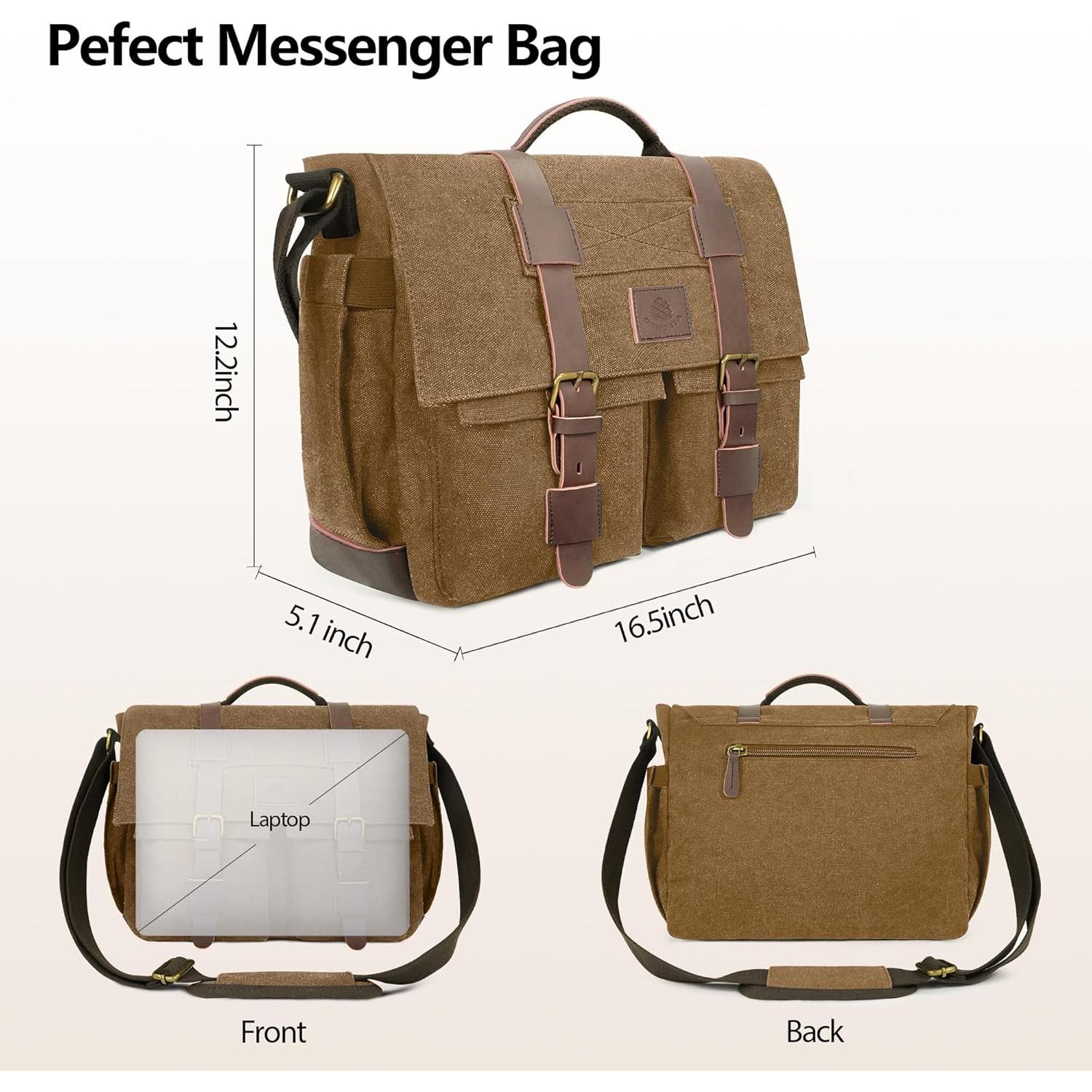 Bolsa Mensajera Densata para Laptop 13-14" Marrón Resistente