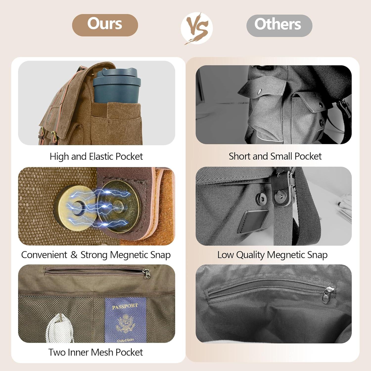 Bolsa Mensajera Densata para Laptop 13-14" Marrón Resistente