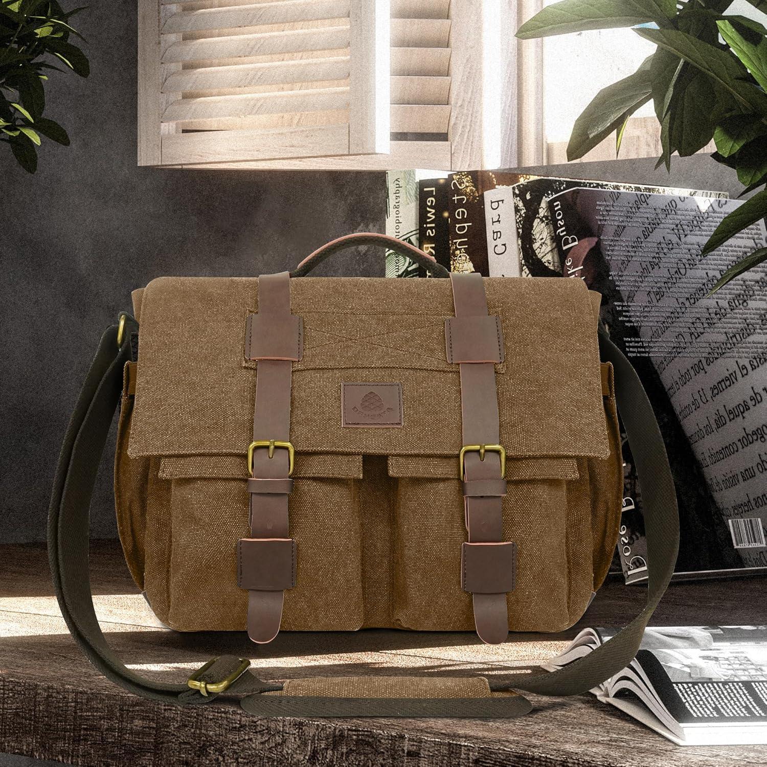 Bolsa Mensajera Densata para Laptop 13-14" Marrón Resistente