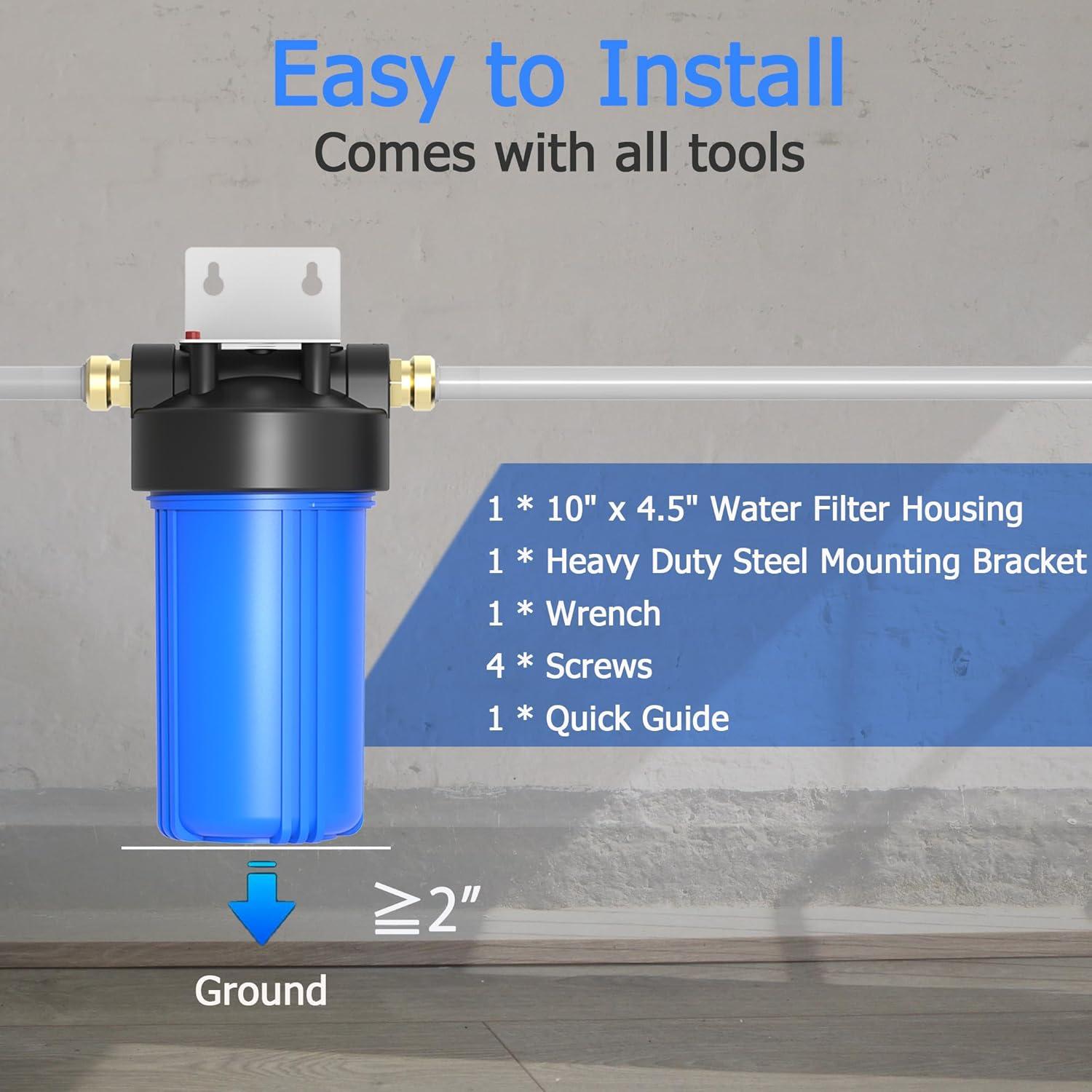 Filtro de Agua MewMore WHB10 para Casa, 10"x4.5", 75.71 L/min