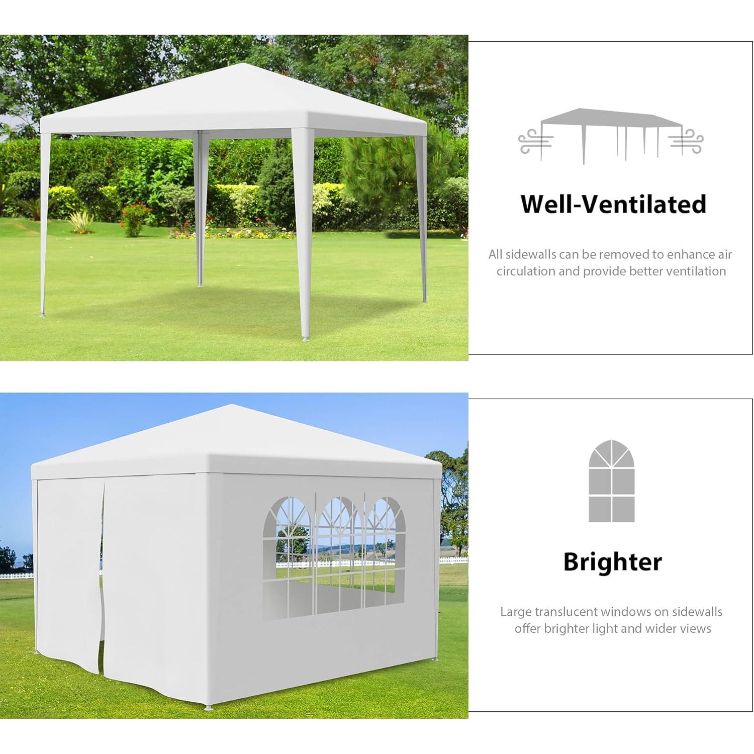 Carpa Gazebo F2C 3.05m x 3.05m Blanca con Paredes Removibles
