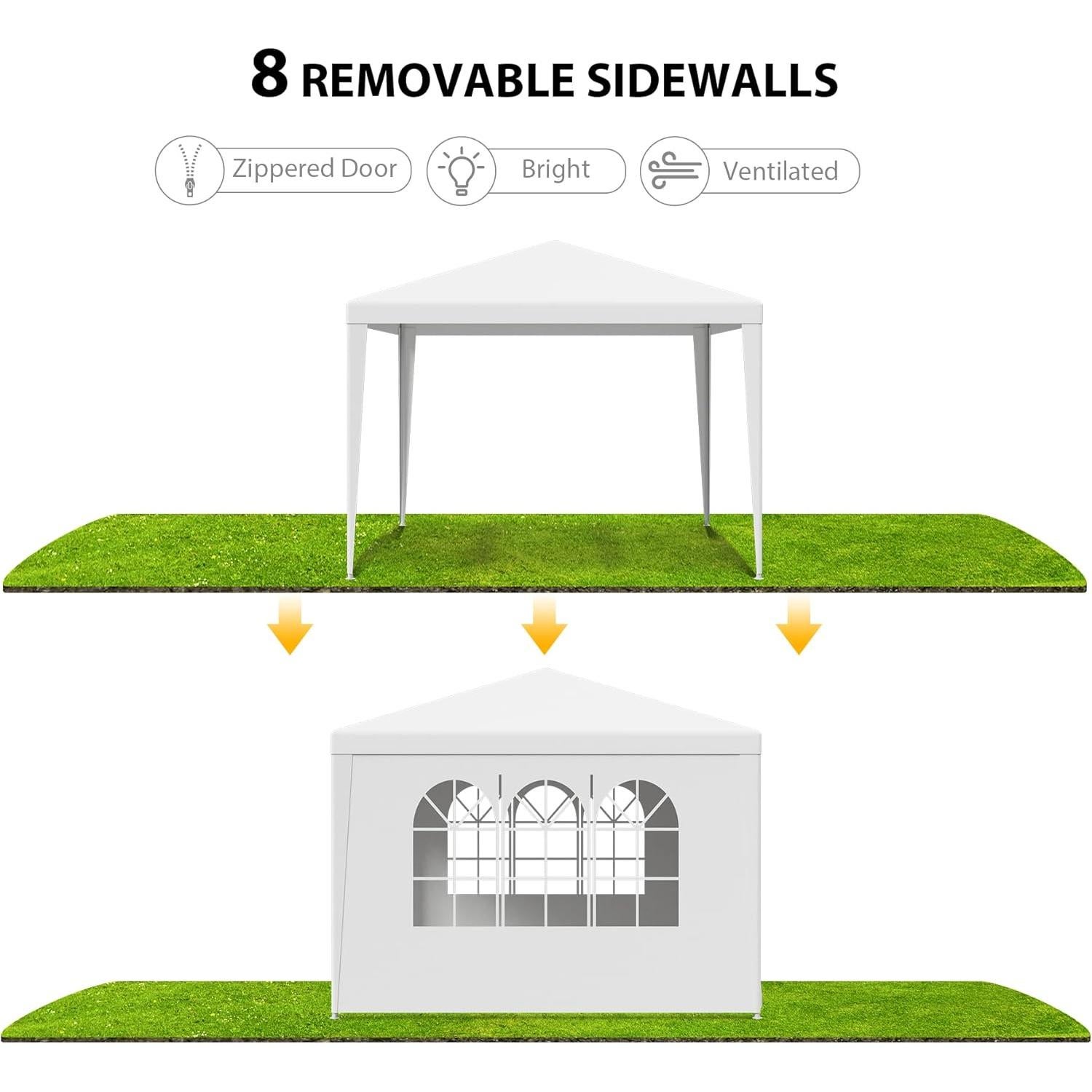 Carpa Gazebo F2C 3.05m x 3.05m Blanca con Paredes Removibles