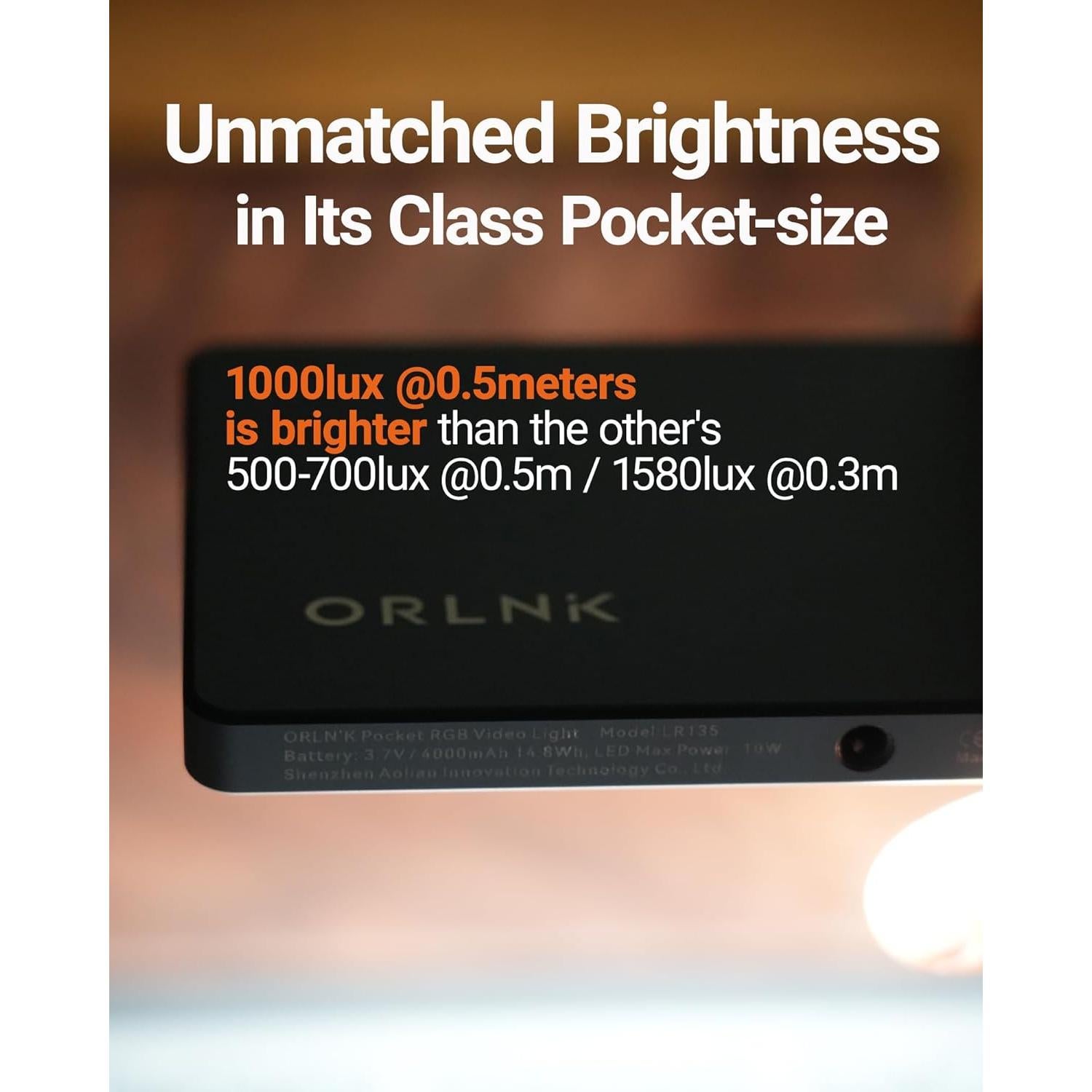 Luz de Video RGB Portátil ORLN'K 6.5" Aluminio 4000mAh