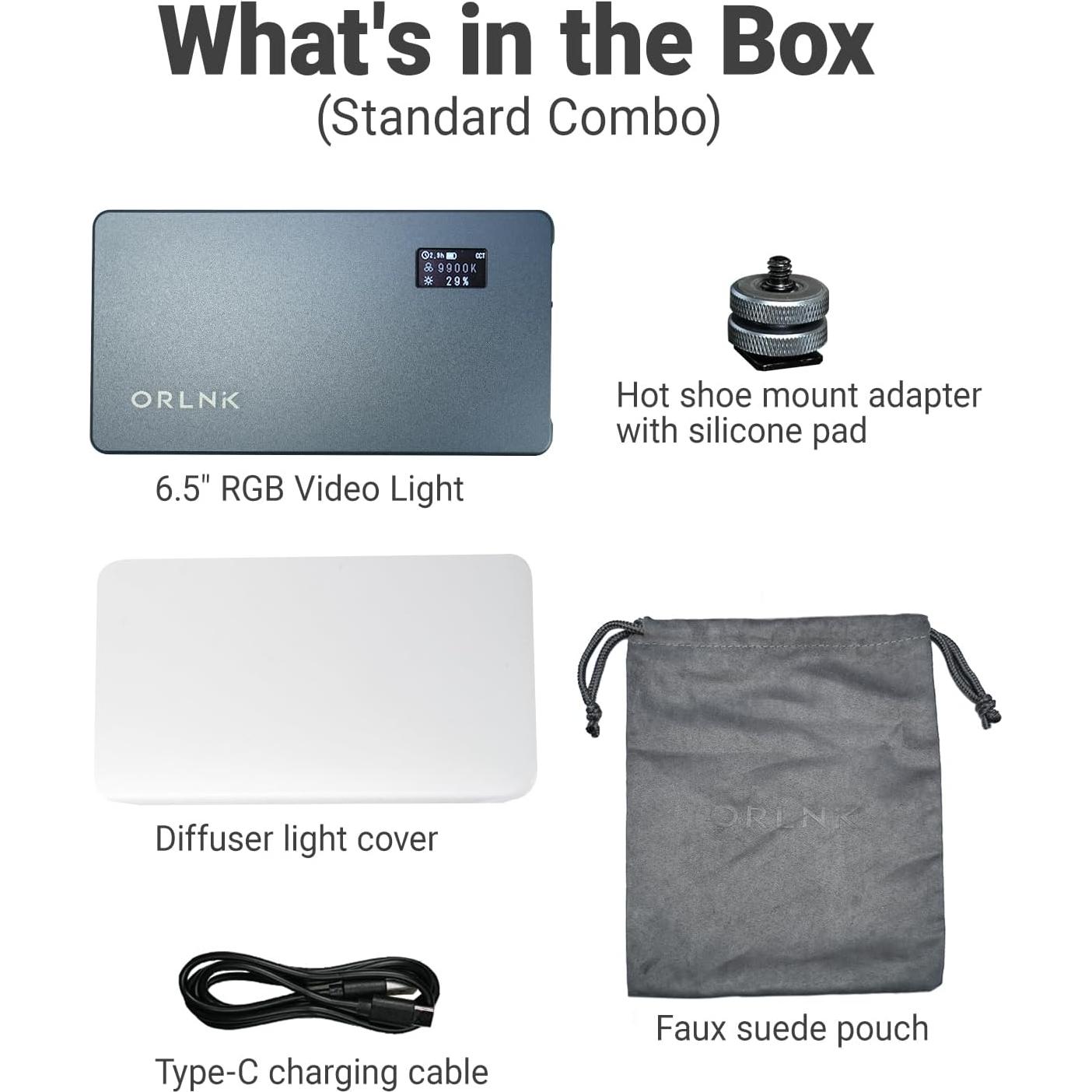 Luz de Video RGB Portátil ORLN'K 6.5" Aluminio 4000mAh