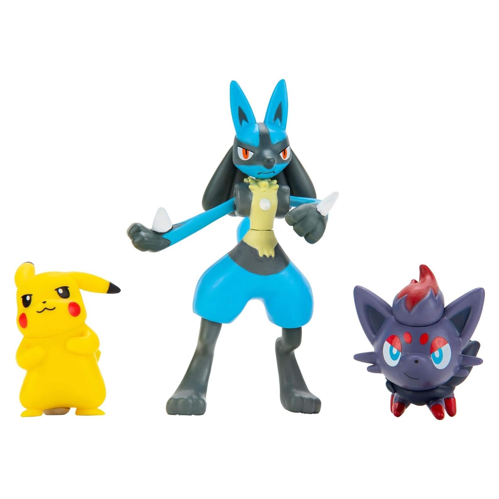 Conjunto Figuras Batalla Pokémon - Pikachu, Zorua y Lucario
