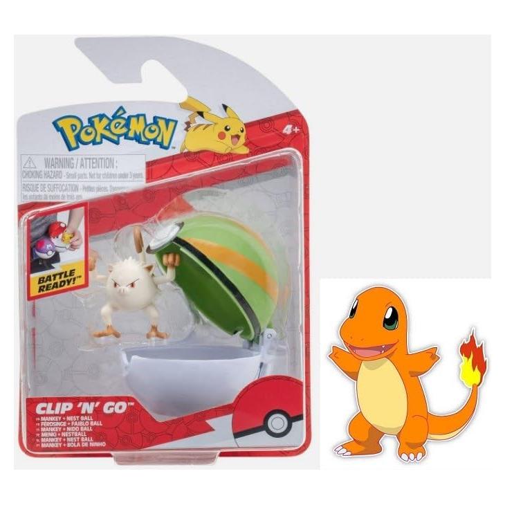 Pokemon Clip 'N' Go Battle Figure Action Ready with Bonus Sticker (Manskey with Nest Ball)